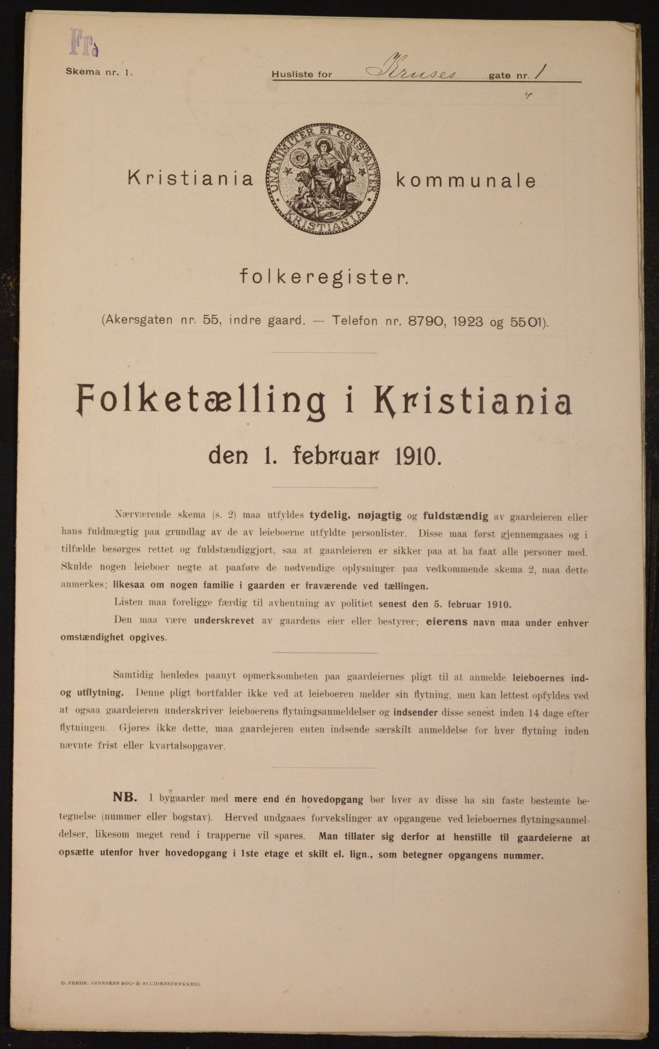 OBA, Municipal Census 1910 for Kristiania, 1910, p. 53302