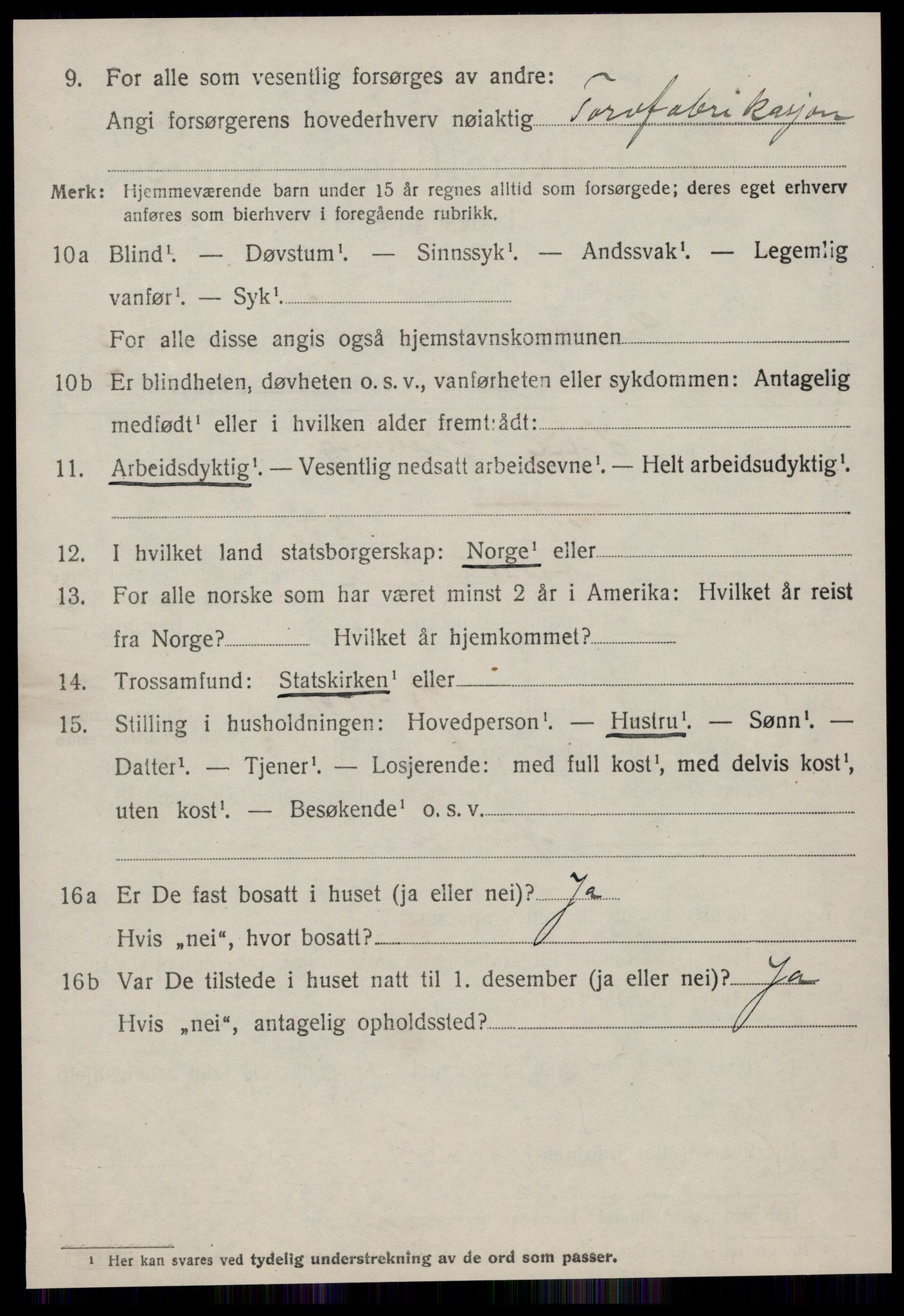 SAT, 1920 census for Sandøy, 1920, p. 1067