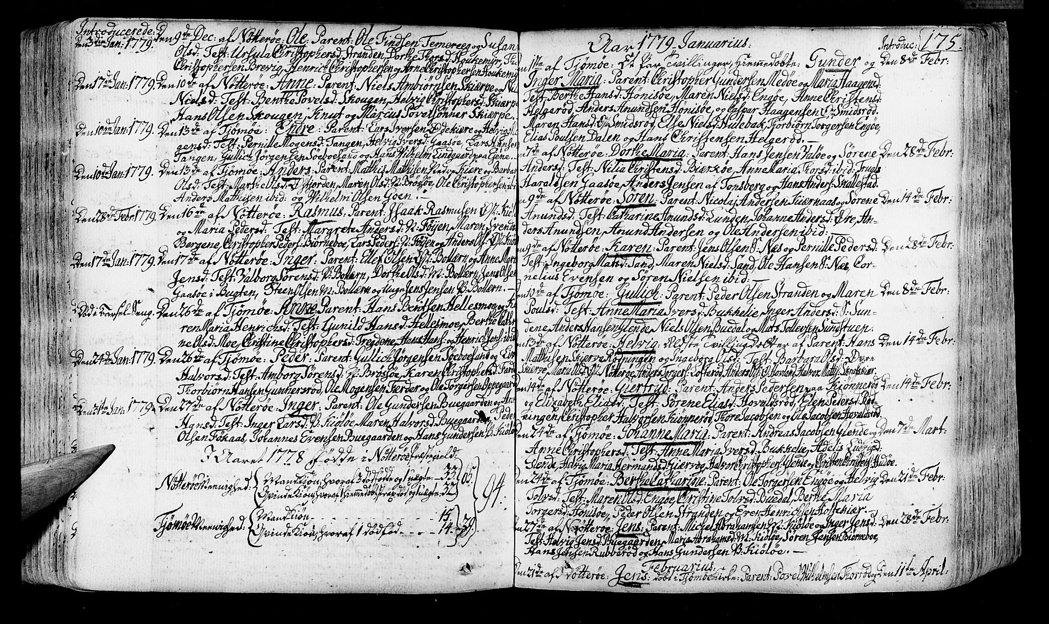 Nøtterøy kirkebøker, SAKO/A-354/F/Fa/L0002: Parish register (official) no. I 2, 1738-1790, p. 175