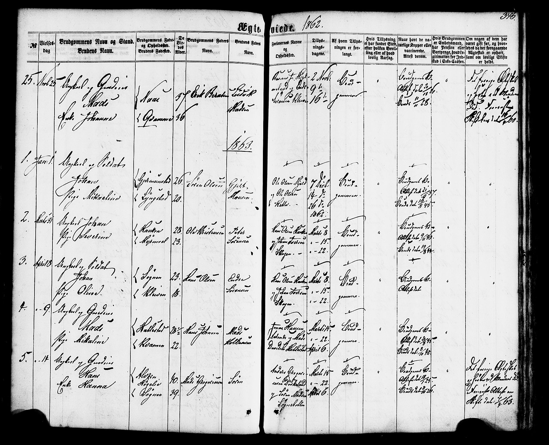 Gaular sokneprestembete, SAB/A-80001/H/Haa: Parish register (official) no. A 5, 1860-1881, p. 346