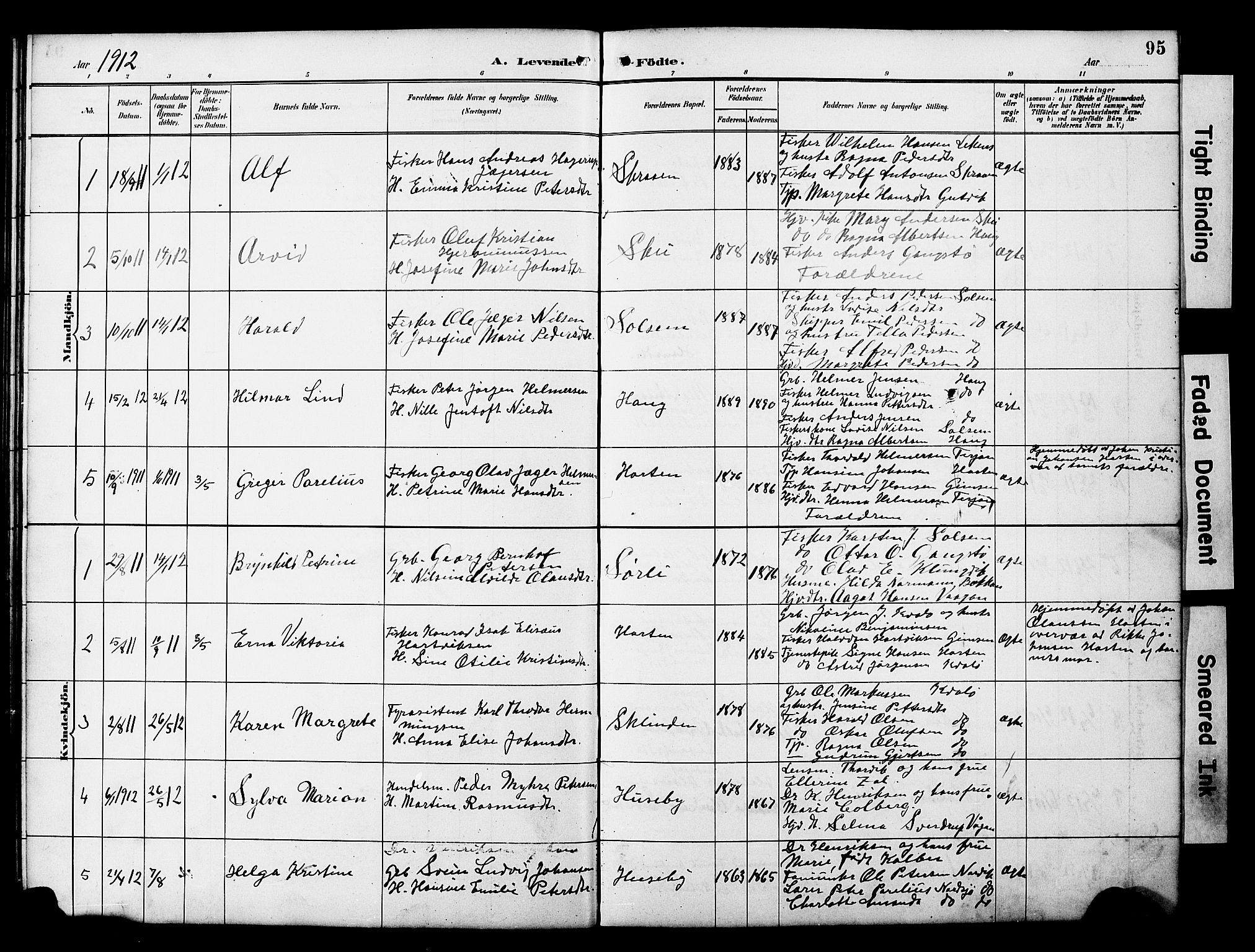 Ministerialprotokoller, klokkerbøker og fødselsregistre - Nord-Trøndelag, SAT/A-1458/788/L0701: Parish register (copy) no. 788C01, 1888-1913, p. 95