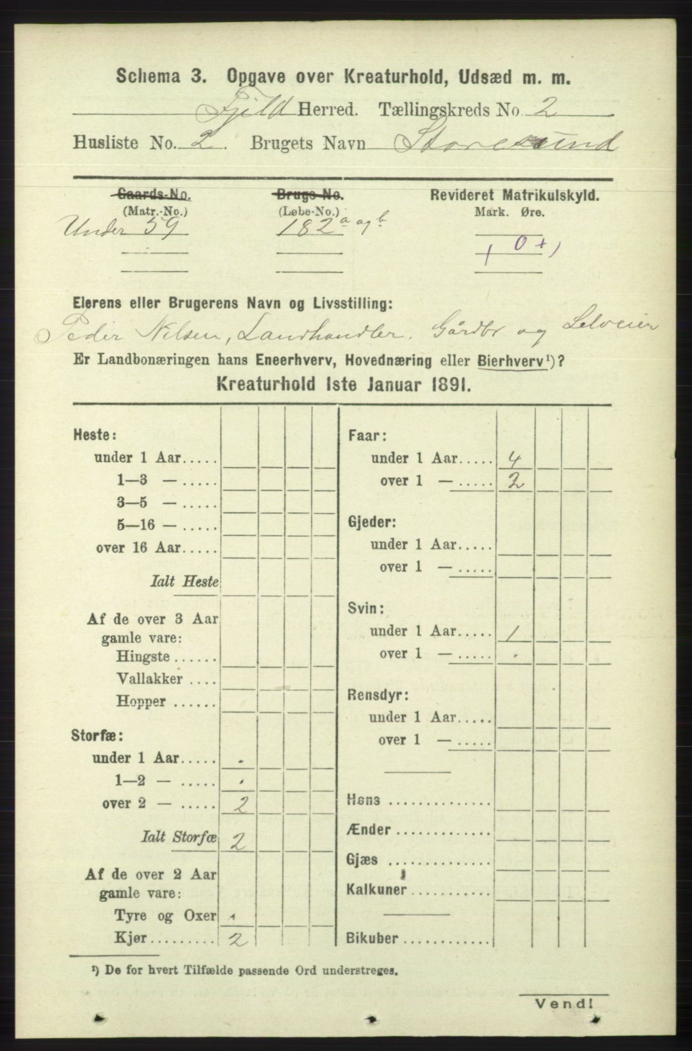 RA, 1891 census for 1246 Fjell, 1891, p. 4022