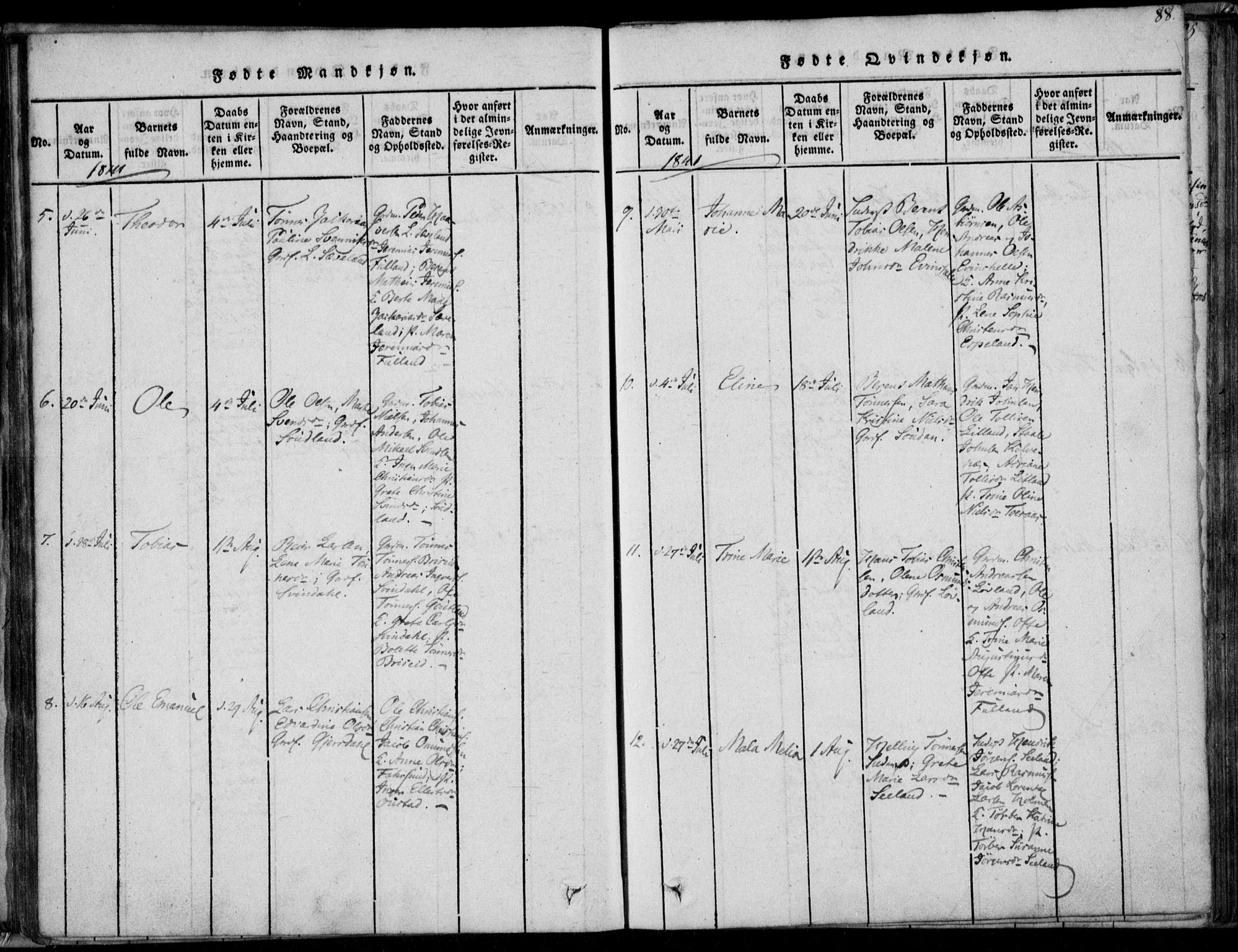 Herad sokneprestkontor, AV/SAK-1111-0018/F/Fa/Faa/L0003: Parish register (official) no. A 3, 1816-1844, p. 88