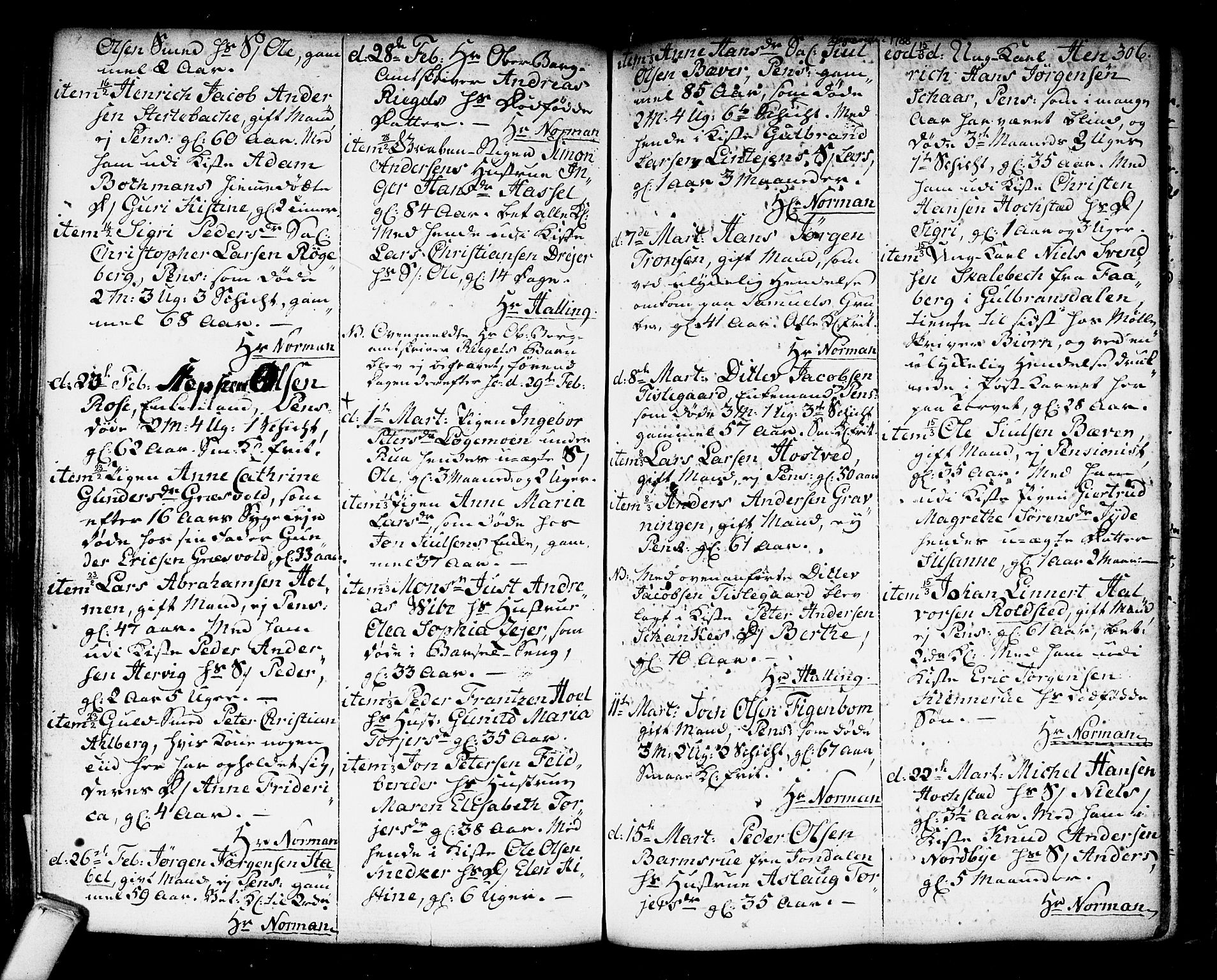 Kongsberg kirkebøker, SAKO/A-22/F/Fa/L0006: Parish register (official) no. I 6, 1783-1797, p. 306
