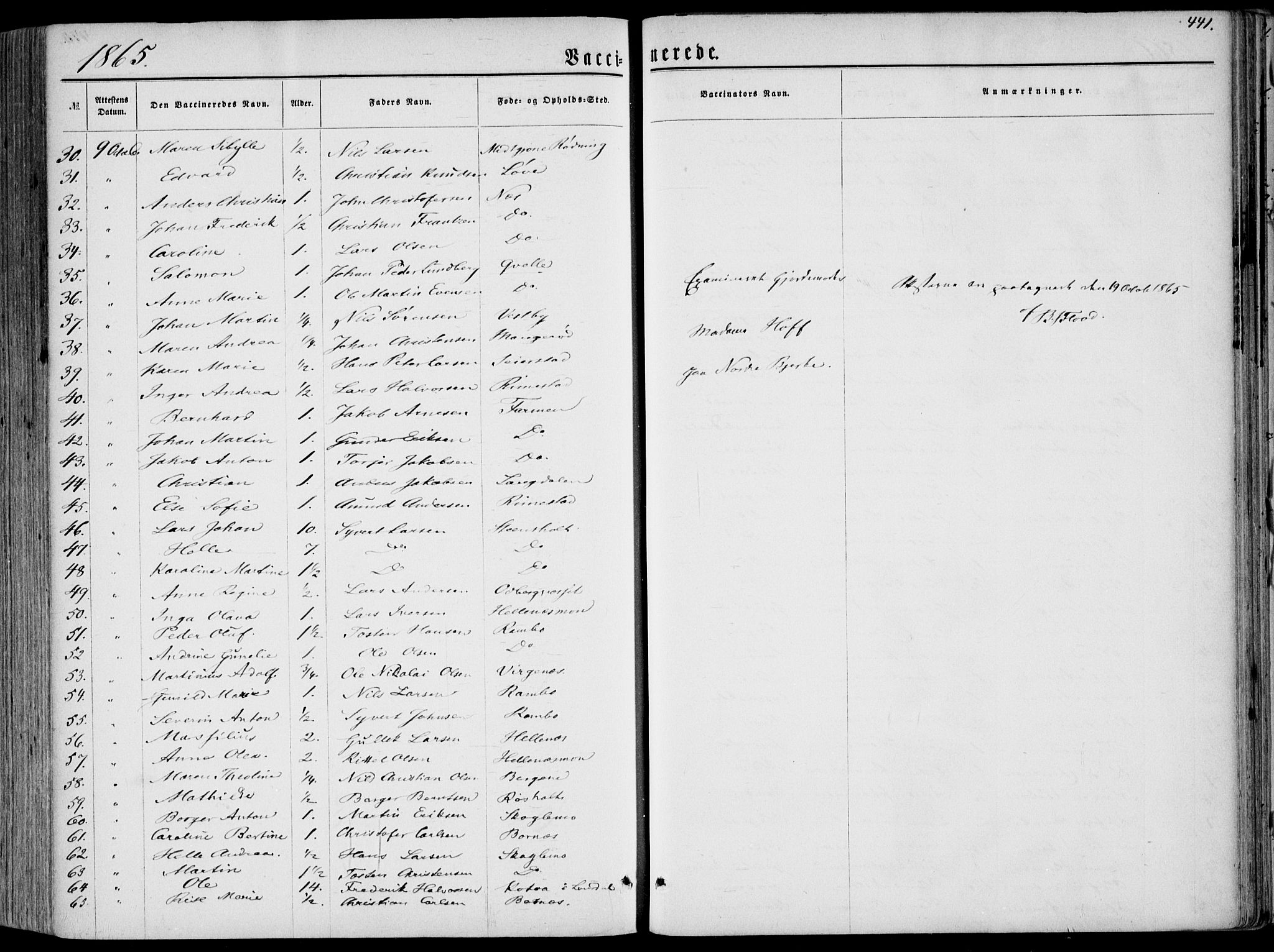 Hedrum kirkebøker, AV/SAKO-A-344/F/Fa/L0007: Parish register (official) no. I 7, 1857-1868, p. 441