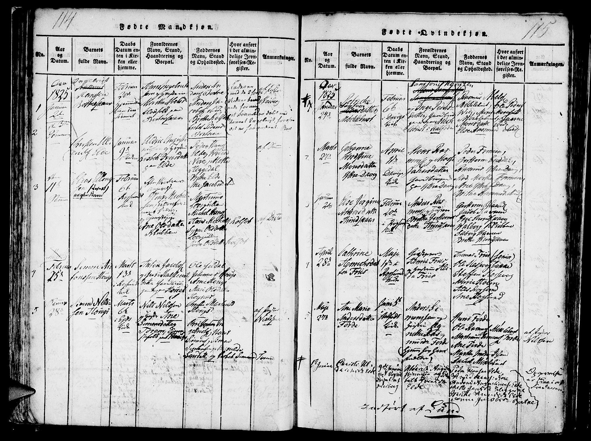 Davik sokneprestembete, SAB/A-79701/H/Haa/Haaa/L0003: Parish register (official) no. A 3, 1816-1830, p. 114-115