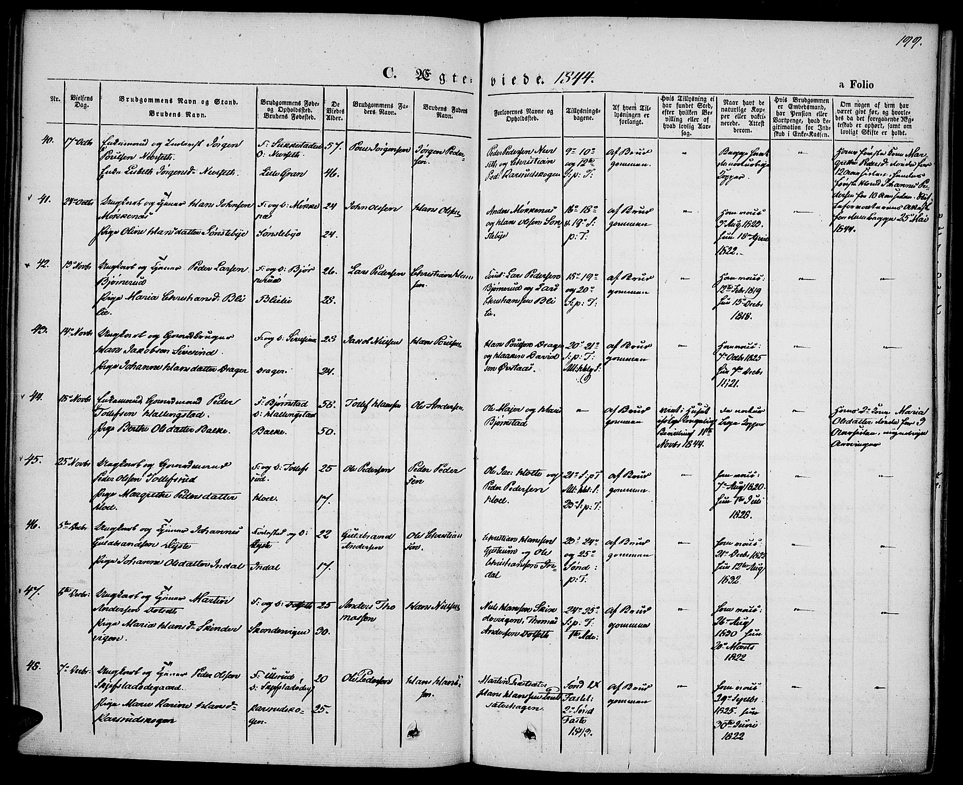 Vestre Toten prestekontor, AV/SAH-PREST-108/H/Ha/Haa/L0004: Parish register (official) no. 4, 1844-1849, p. 199