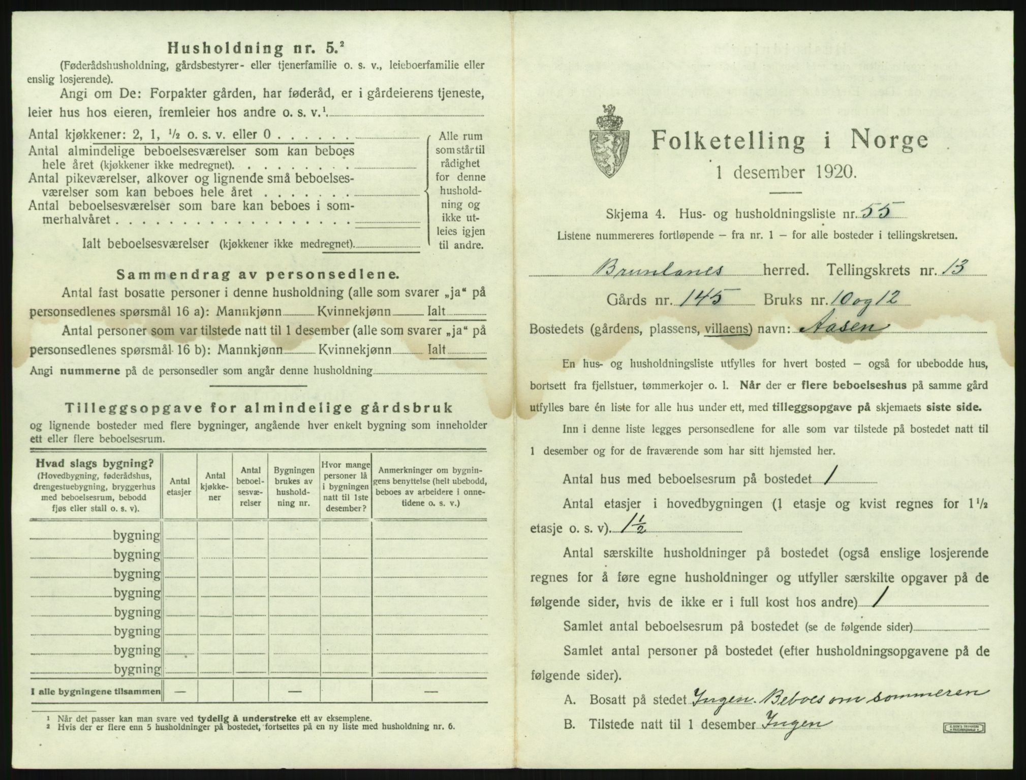 SAKO, 1920 census for Brunlanes, 1920, p. 1859