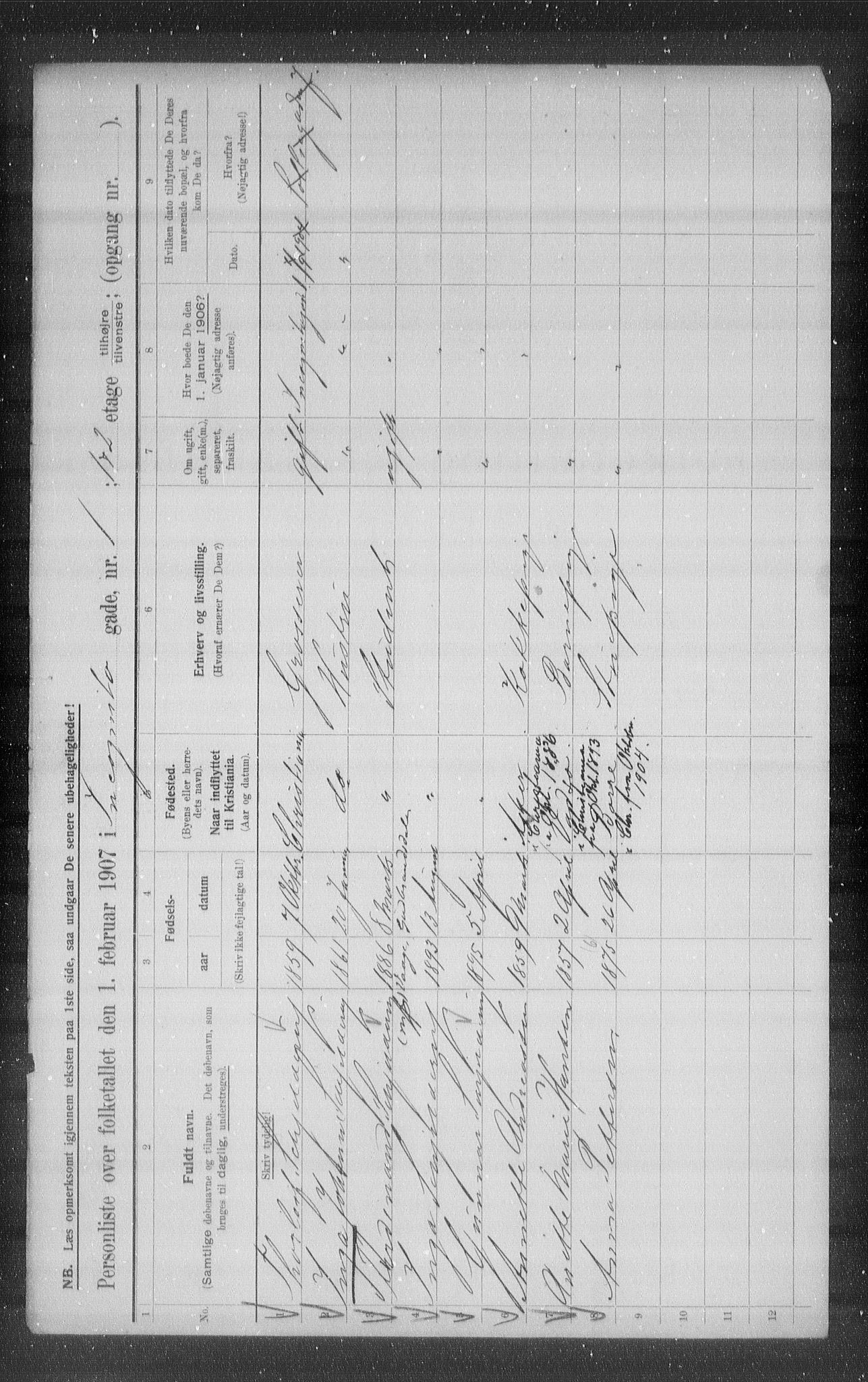 OBA, Municipal Census 1907 for Kristiania, 1907, p. 22617