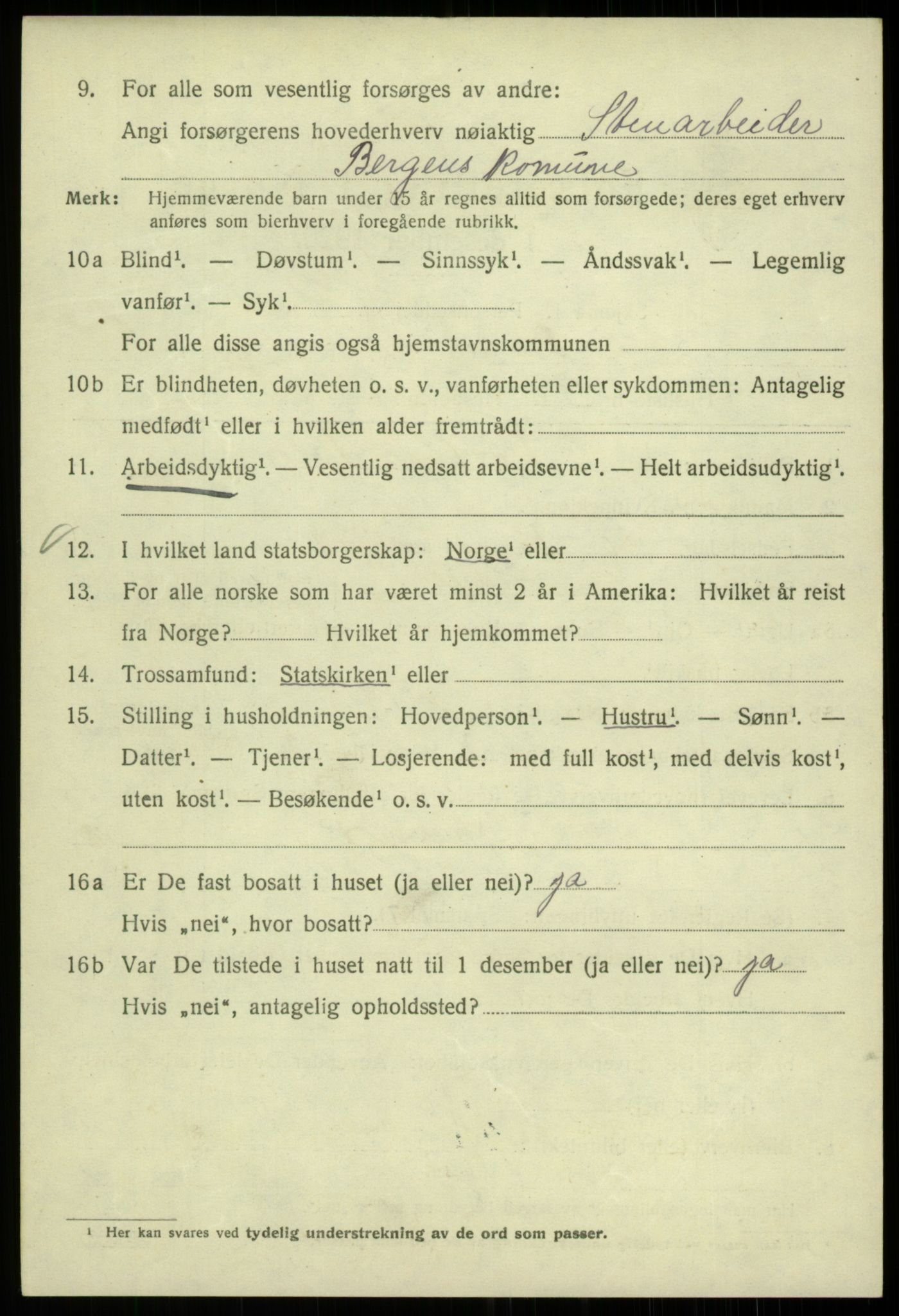 SAB, 1920 census for Bergen, 1920, p. 68383