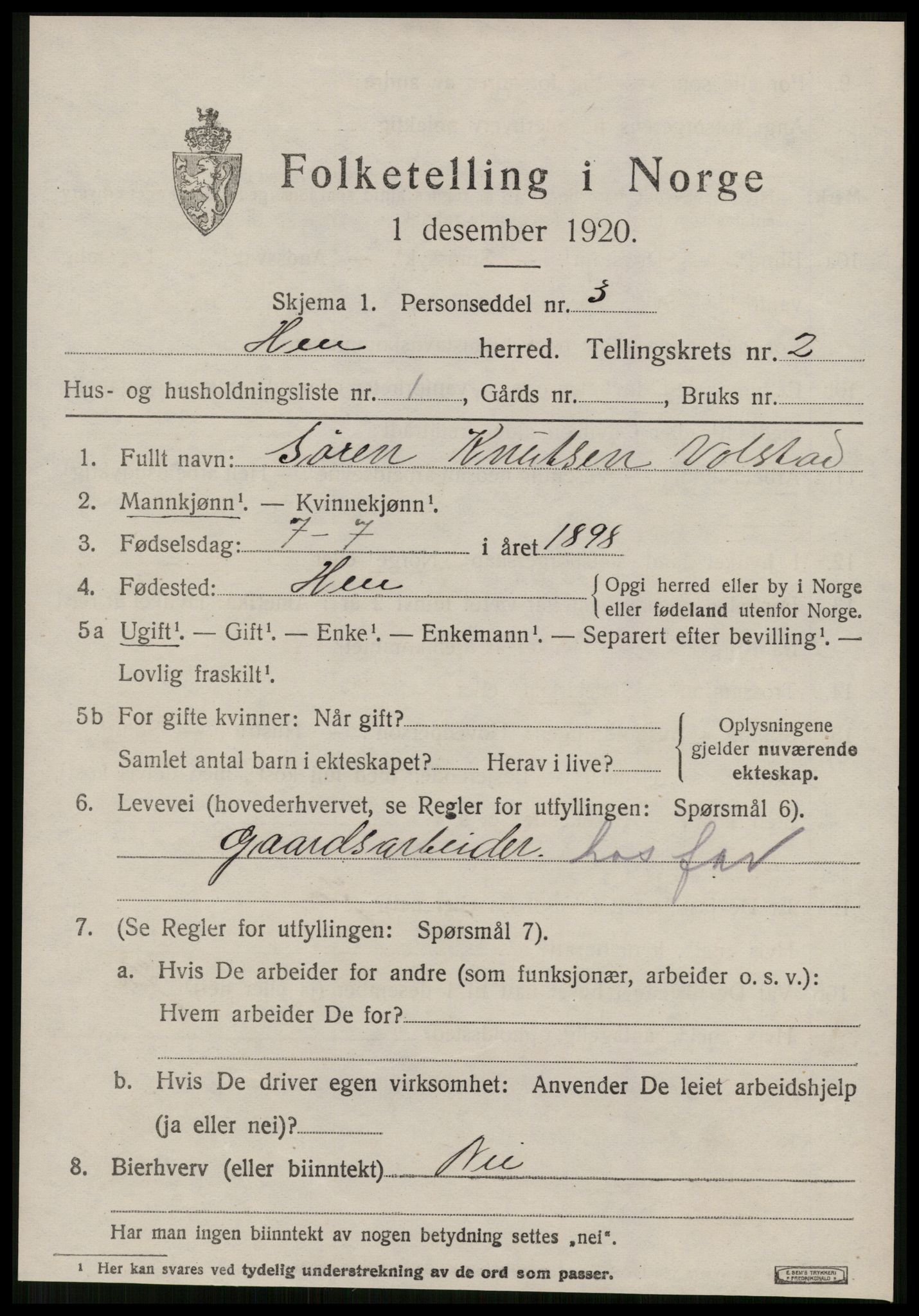 SAT, 1920 census for Hen, 1920, p. 982