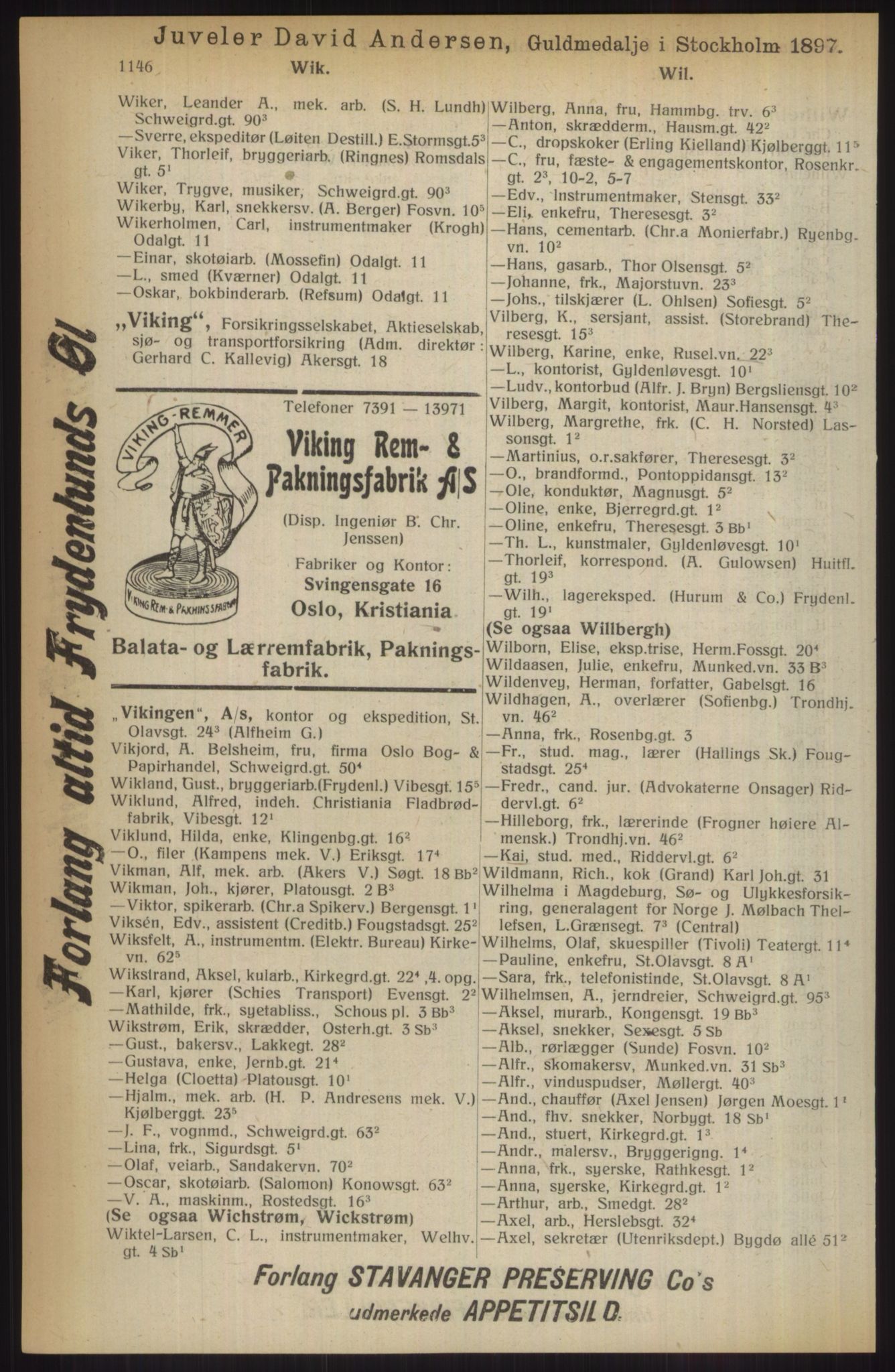 Kristiania/Oslo adressebok, PUBL/-, 1914, p. 1146