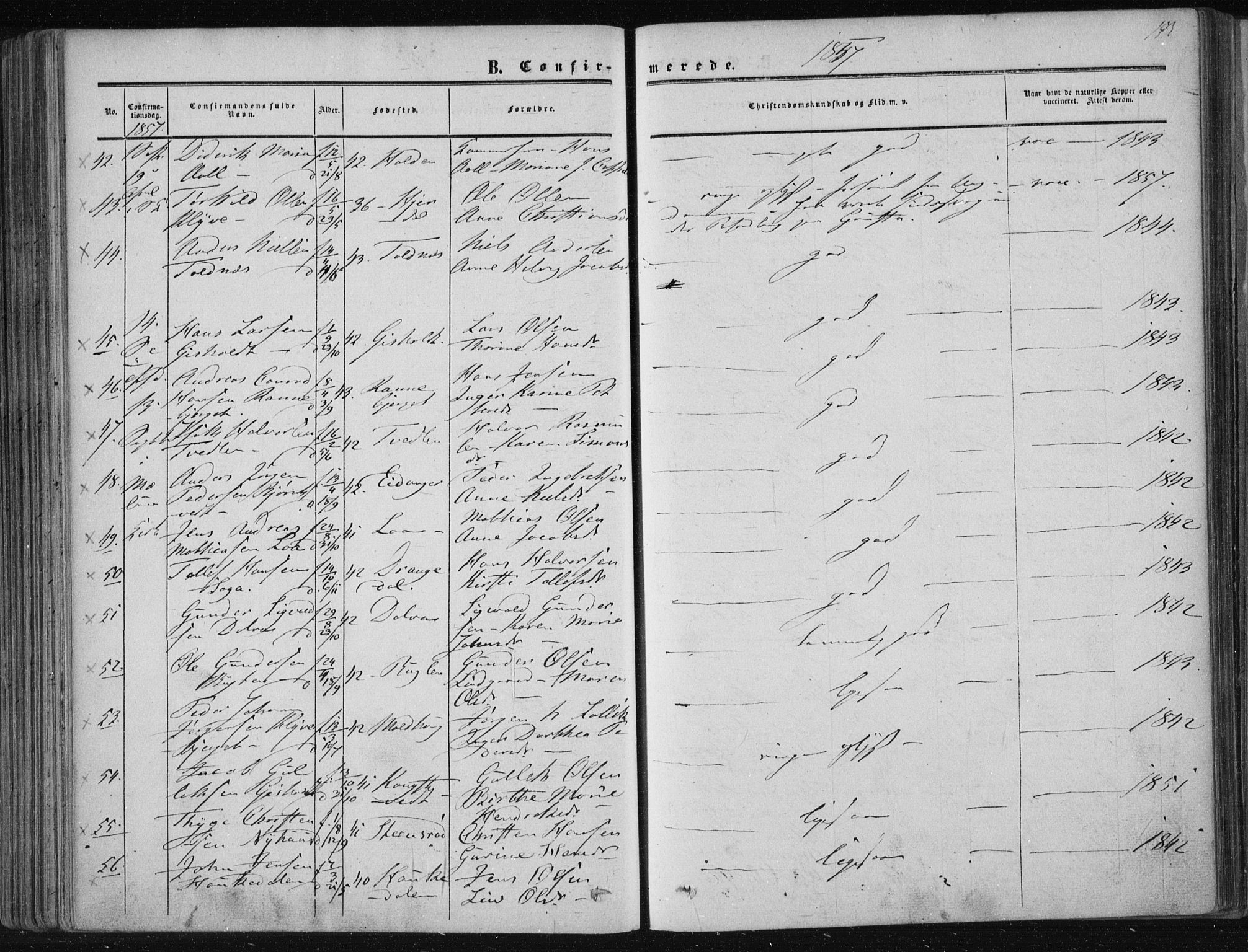 Solum kirkebøker, AV/SAKO-A-306/F/Fa/L0007: Parish register (official) no. I 7, 1856-1864, p. 153