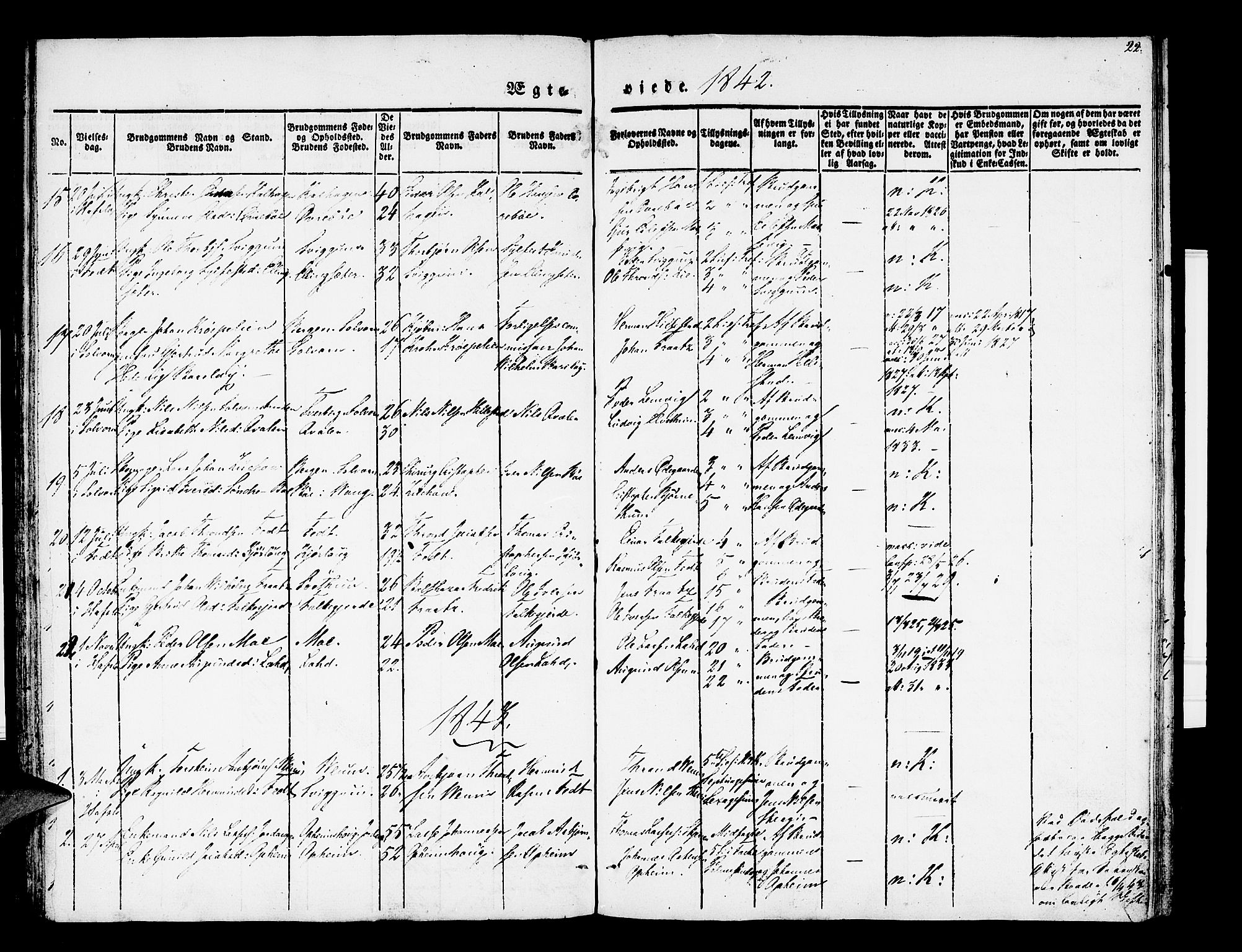 Hafslo sokneprestembete, AV/SAB-A-80301/H/Haa/Haaa/L0007: Parish register (official) no. A 7, 1834-1854, p. 22