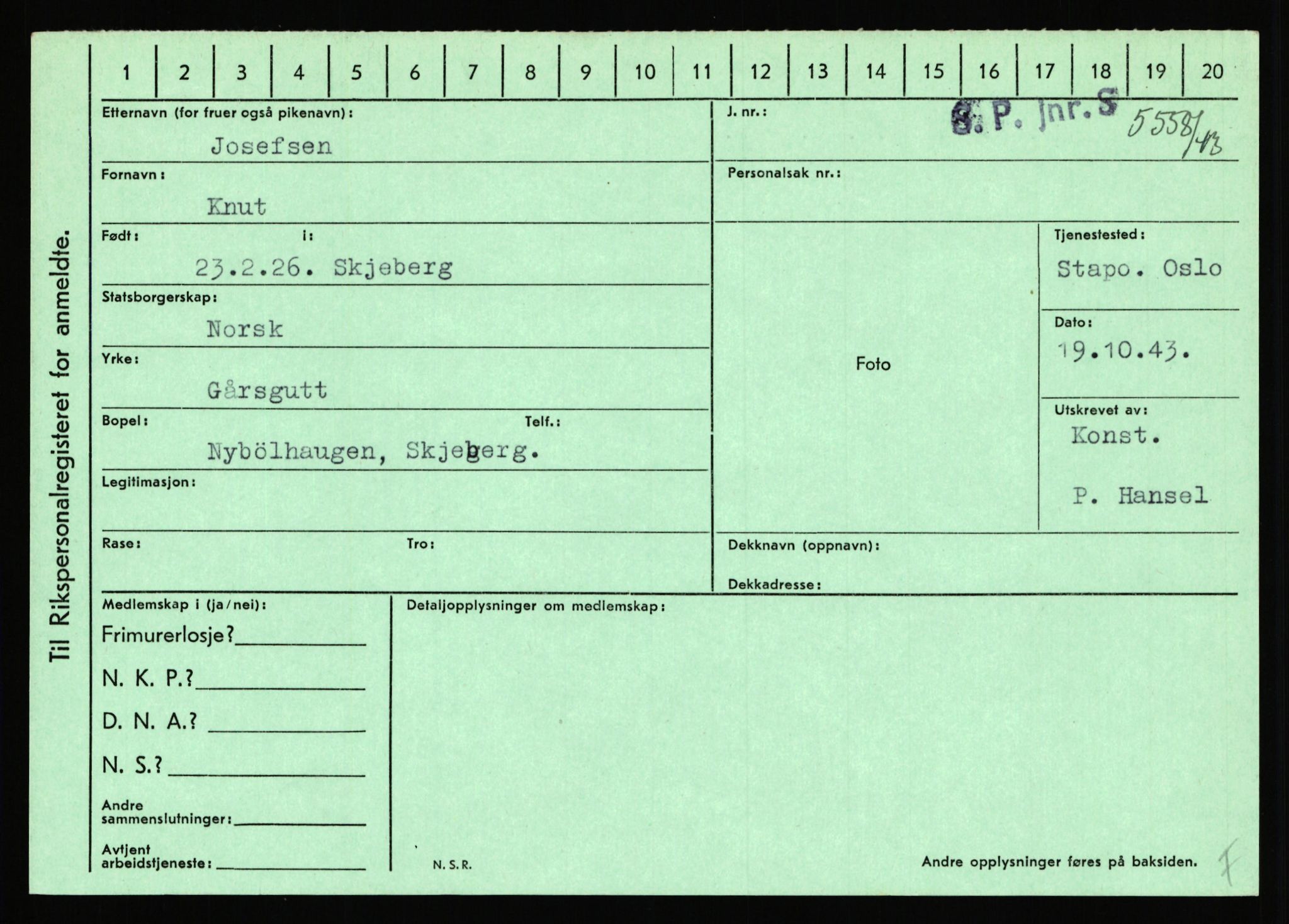 Statspolitiet - Hovedkontoret / Osloavdelingen, AV/RA-S-1329/C/Ca/L0008: Johan(nes)sen - Knoph, 1943-1945, p. 2475