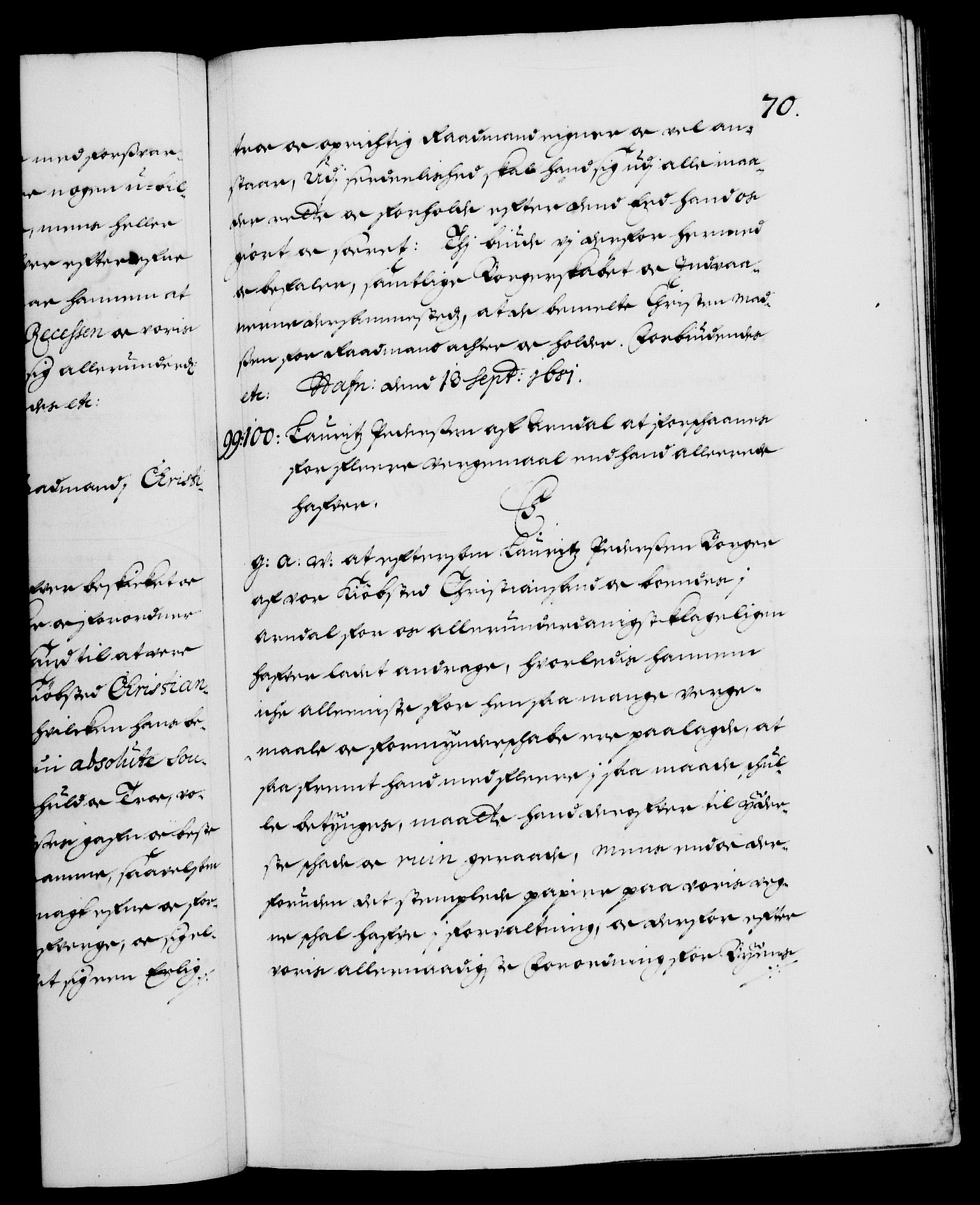 Danske Kanselli 1572-1799, RA/EA-3023/F/Fc/Fca/Fcaa/L0013: Norske registre (mikrofilm), 1681-1684, p. 70a