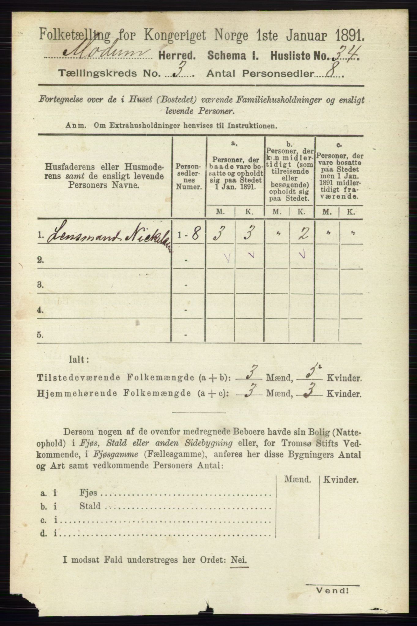 RA, 1891 census for 0623 Modum, 1891, p. 715