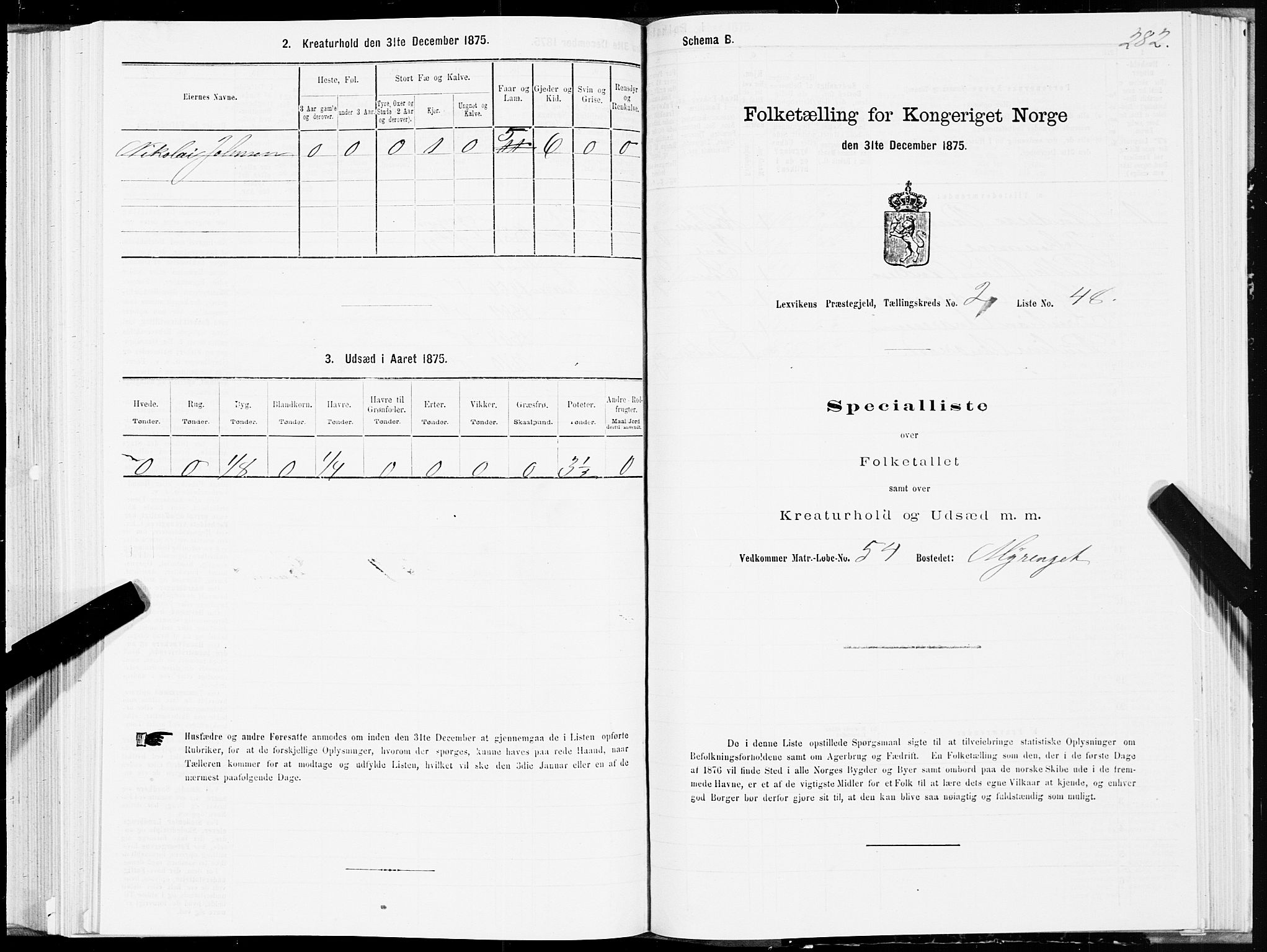 SAT, 1875 census for 1718P Leksvik, 1875, p. 1282