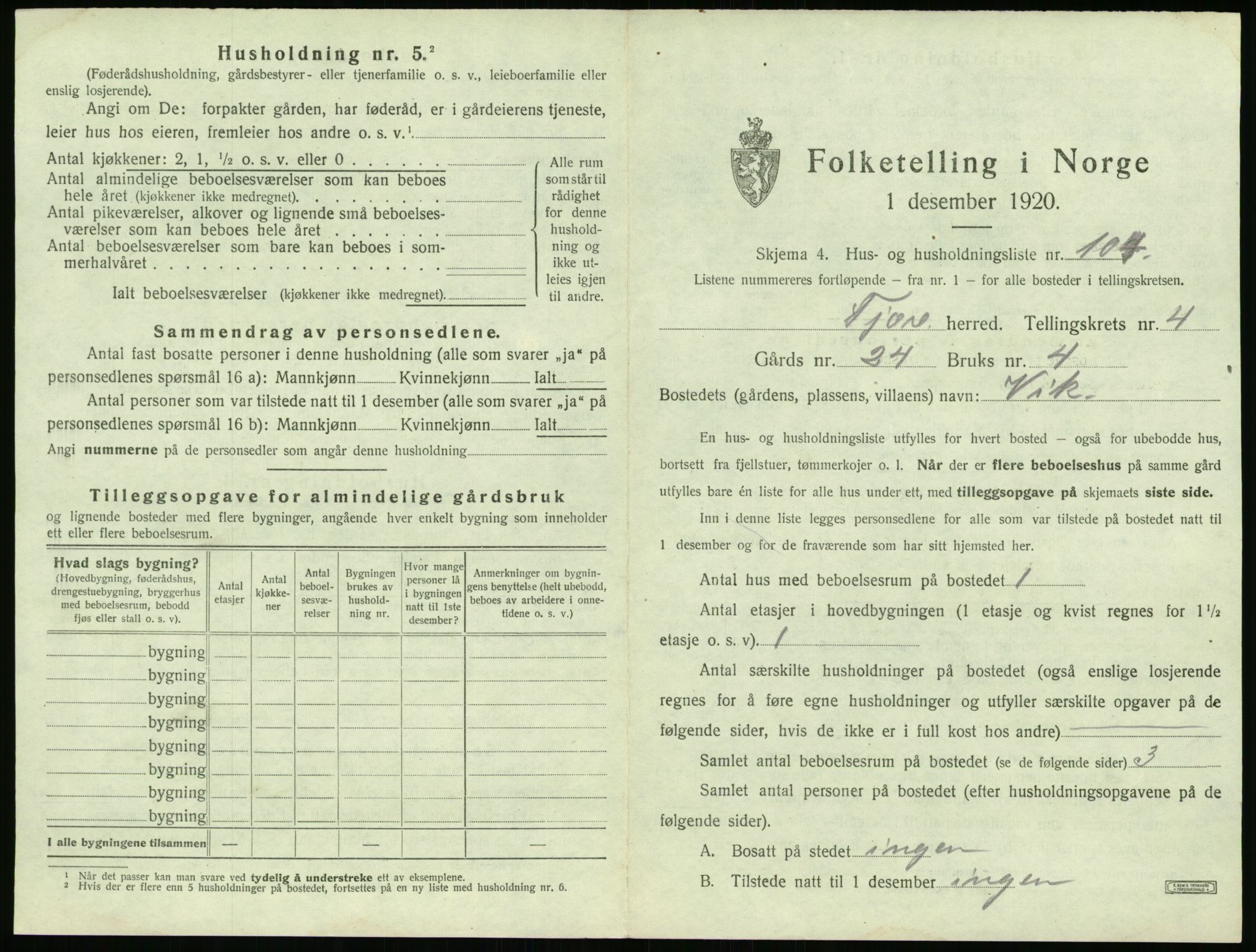 SAK, 1920 census for Fjære, 1920, p. 1003