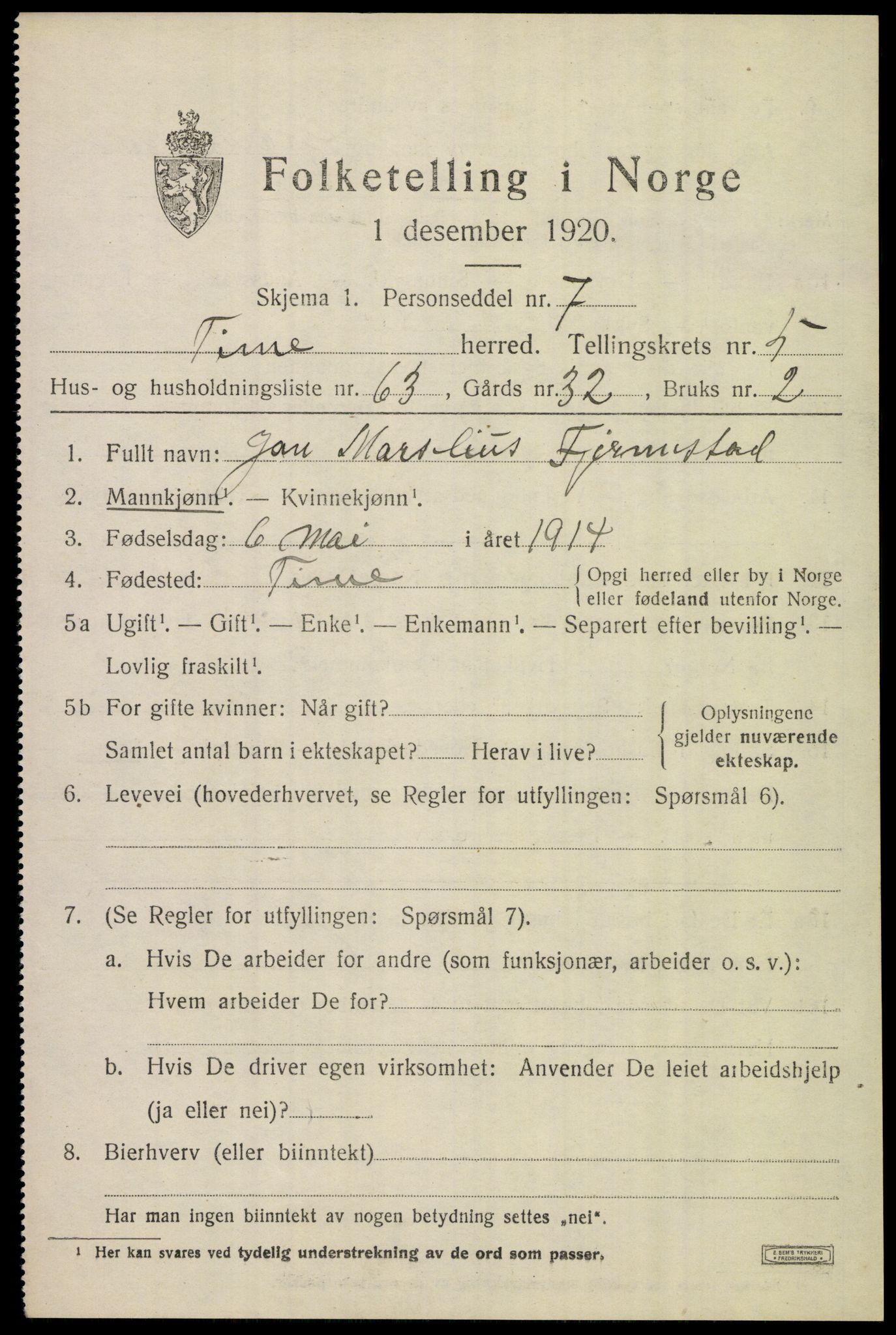 SAST, 1920 census for Time, 1920, p. 6957