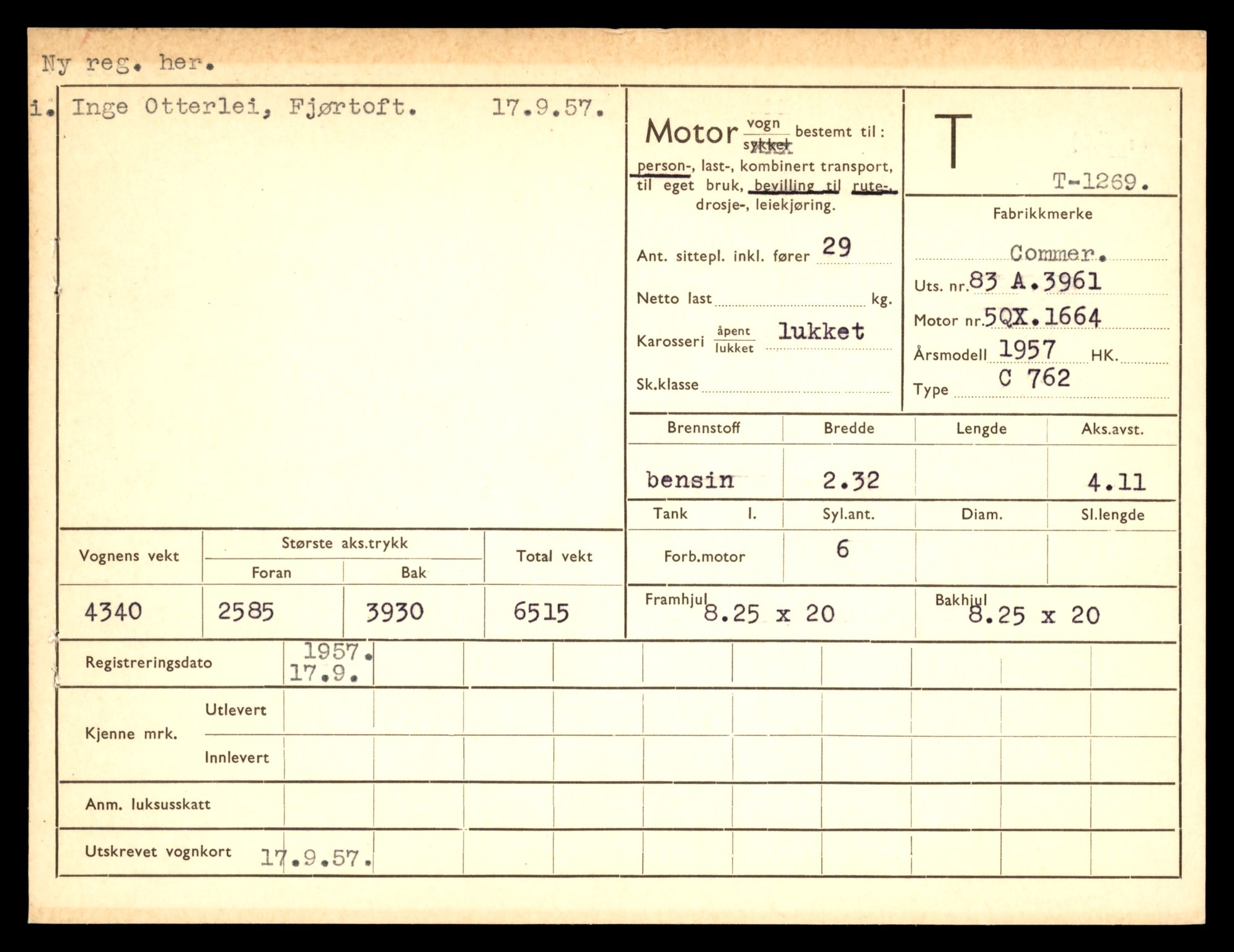 Møre og Romsdal vegkontor - Ålesund trafikkstasjon, AV/SAT-A-4099/F/Fe/L0011: Registreringskort for kjøretøy T 1170 - T 1289, 1927-1998, p. 2672