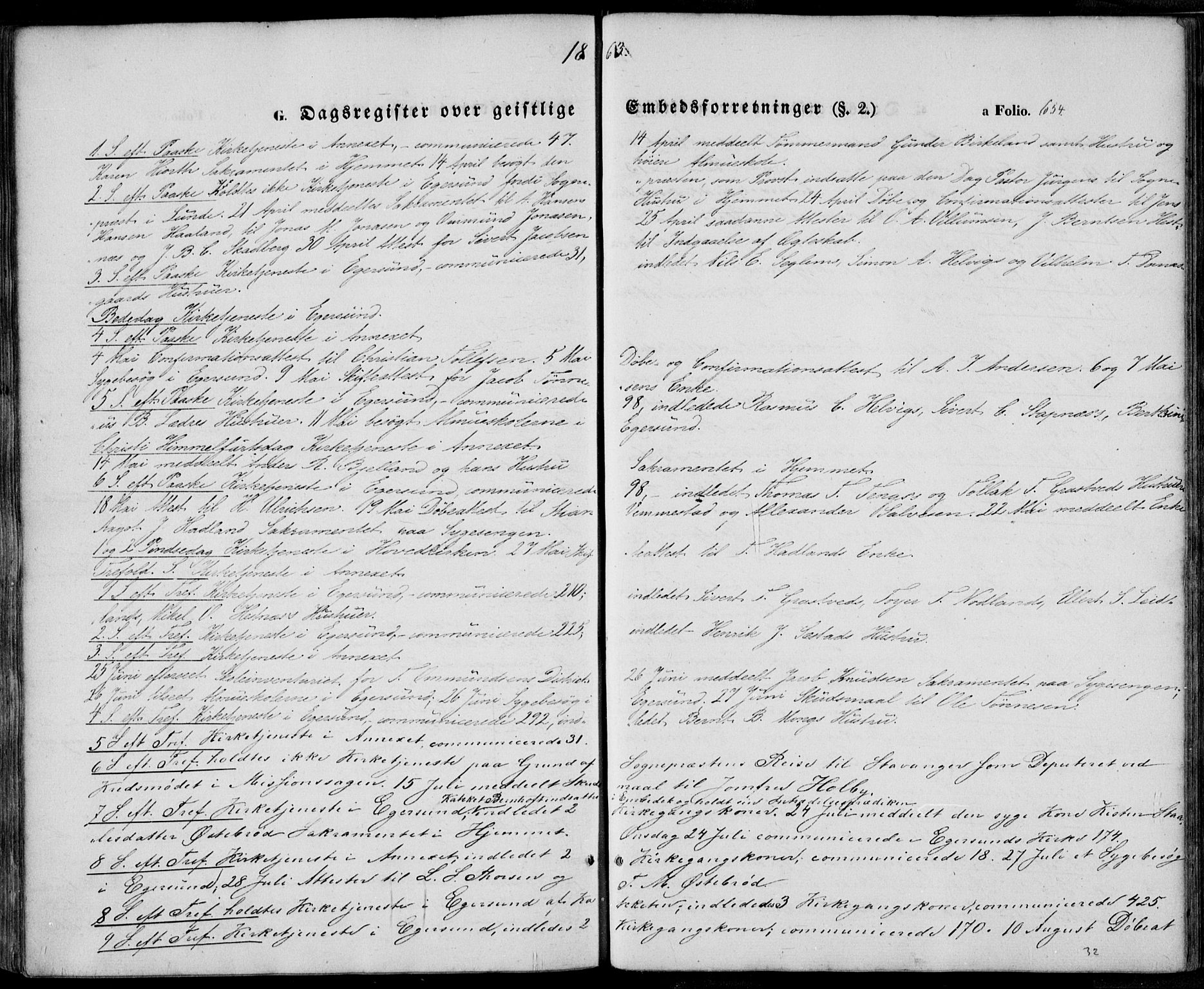 Eigersund sokneprestkontor, SAST/A-101807/S08/L0013: Parish register (official) no. A 12.2, 1850-1865, p. 654