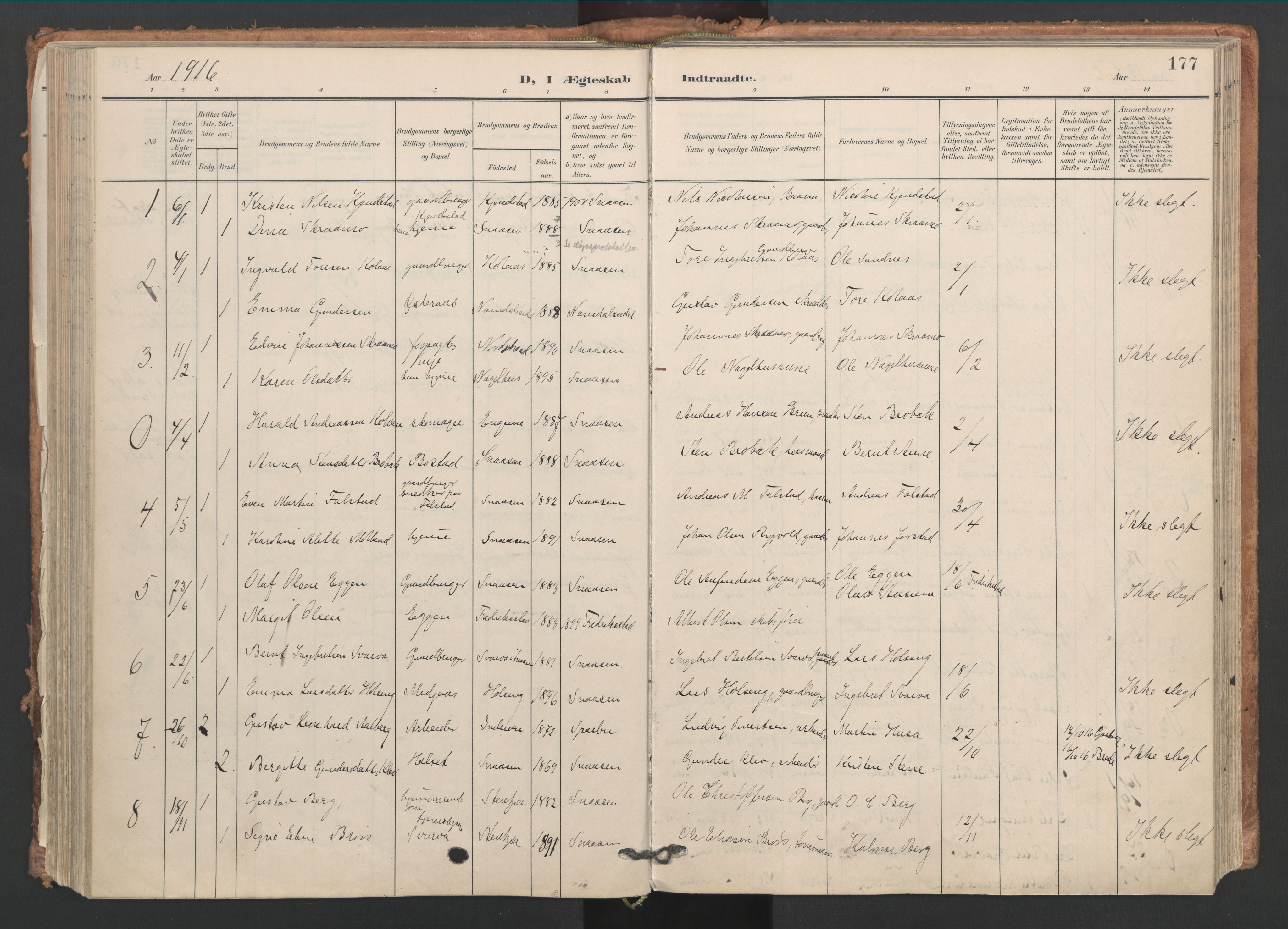 Ministerialprotokoller, klokkerbøker og fødselsregistre - Nord-Trøndelag, AV/SAT-A-1458/749/L0477: Parish register (official) no. 749A11, 1902-1927, p. 177