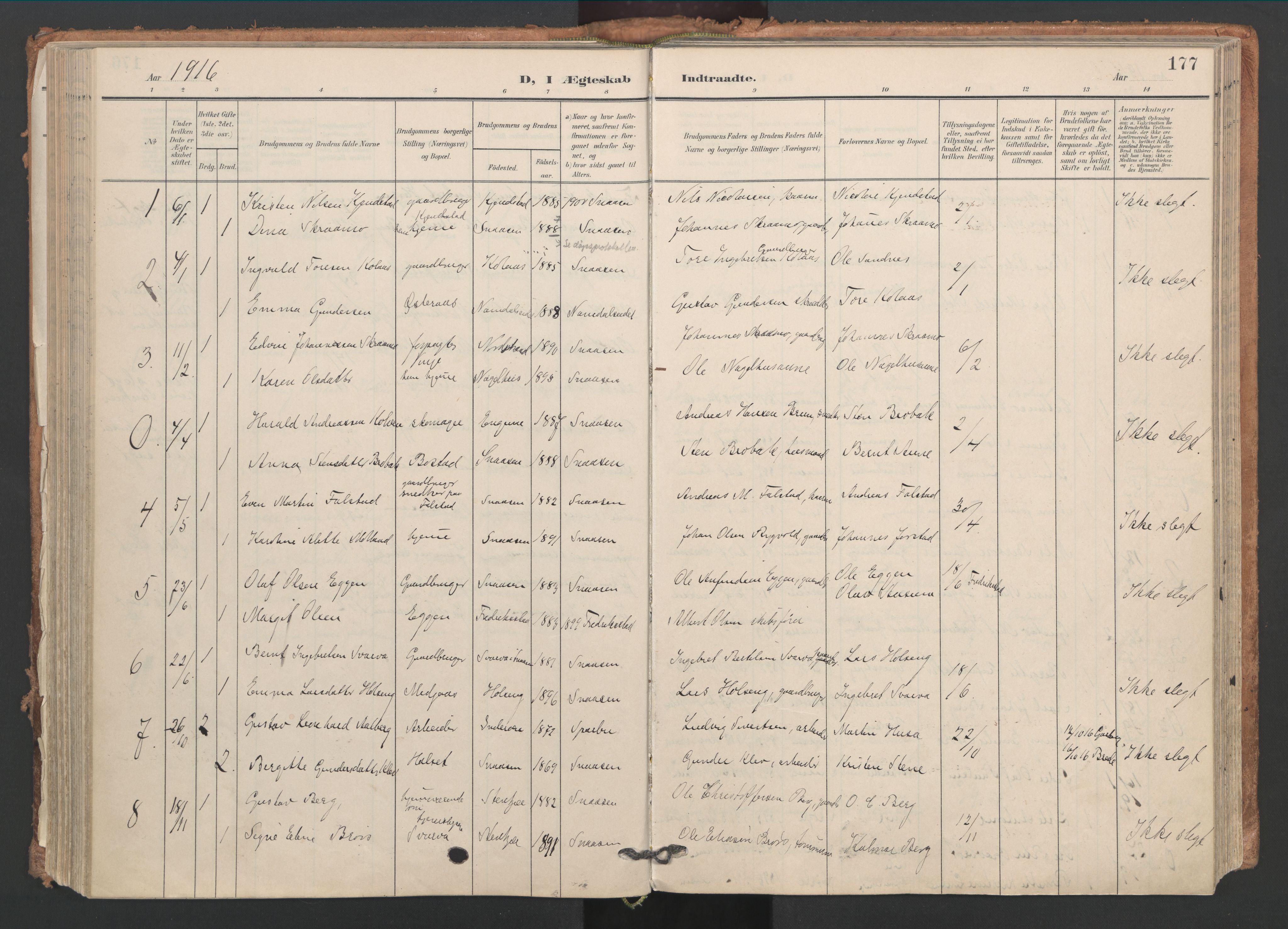 Ministerialprotokoller, klokkerbøker og fødselsregistre - Nord-Trøndelag, SAT/A-1458/749/L0477: Parish register (official) no. 749A11, 1902-1927, p. 177