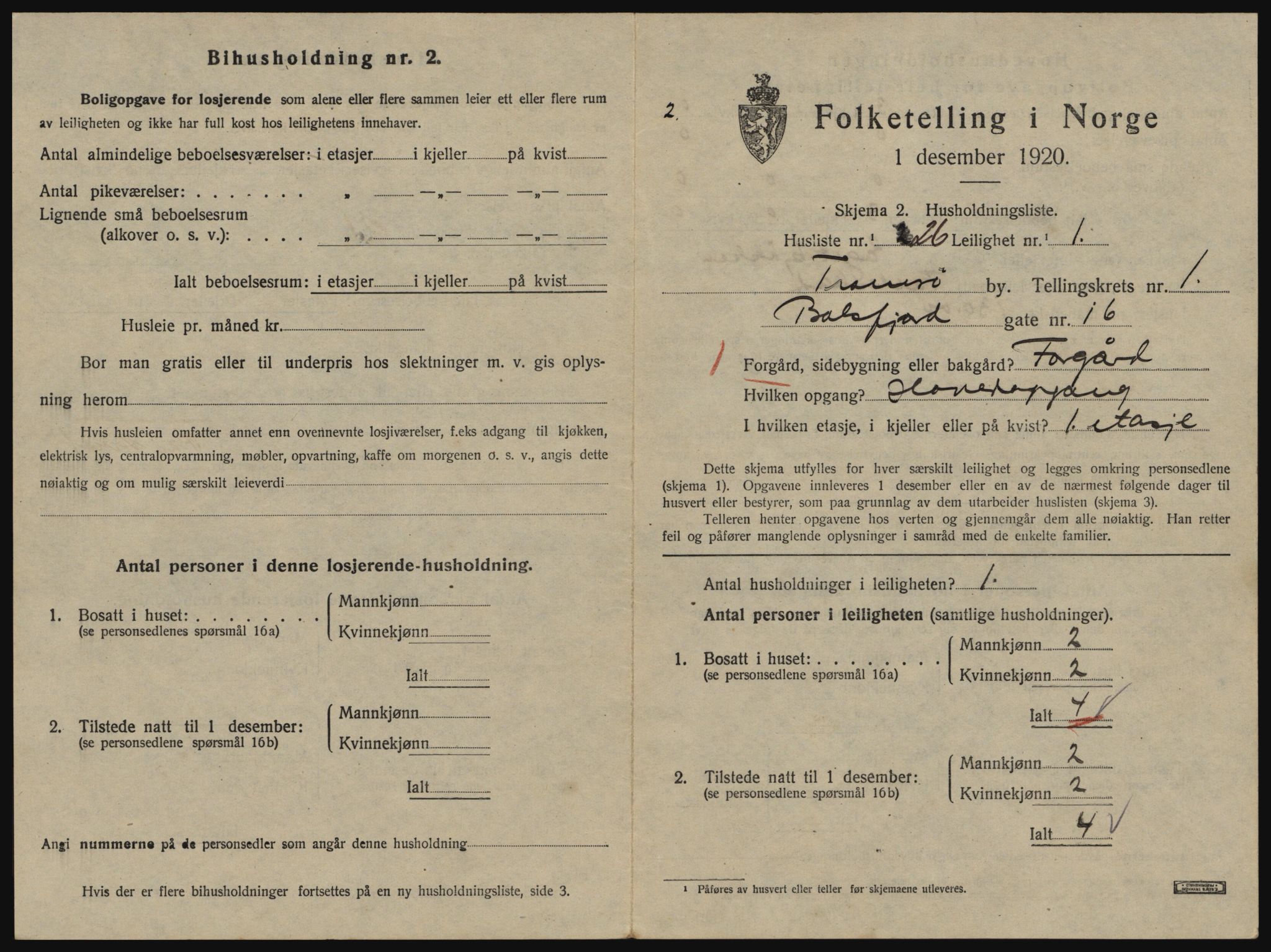 SATØ, 1920 census for Tromsø, 1920, p. 2487