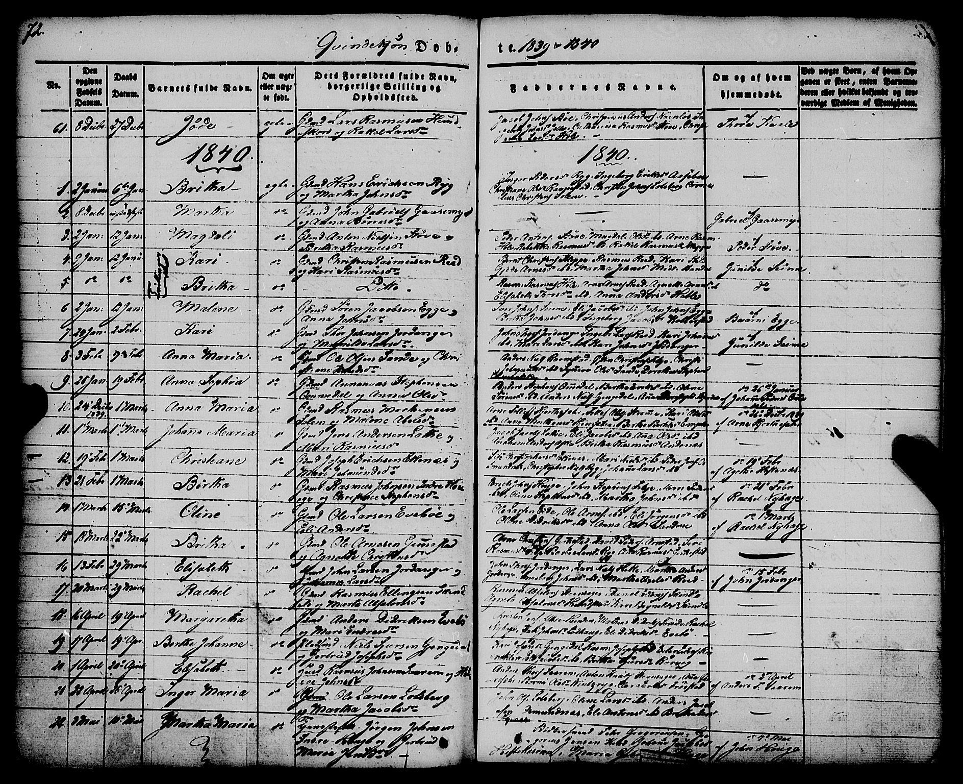 Gloppen sokneprestembete, AV/SAB-A-80101/H/Haa/Haaa/L0008: Parish register (official) no. A 8, 1837-1855, p. 72