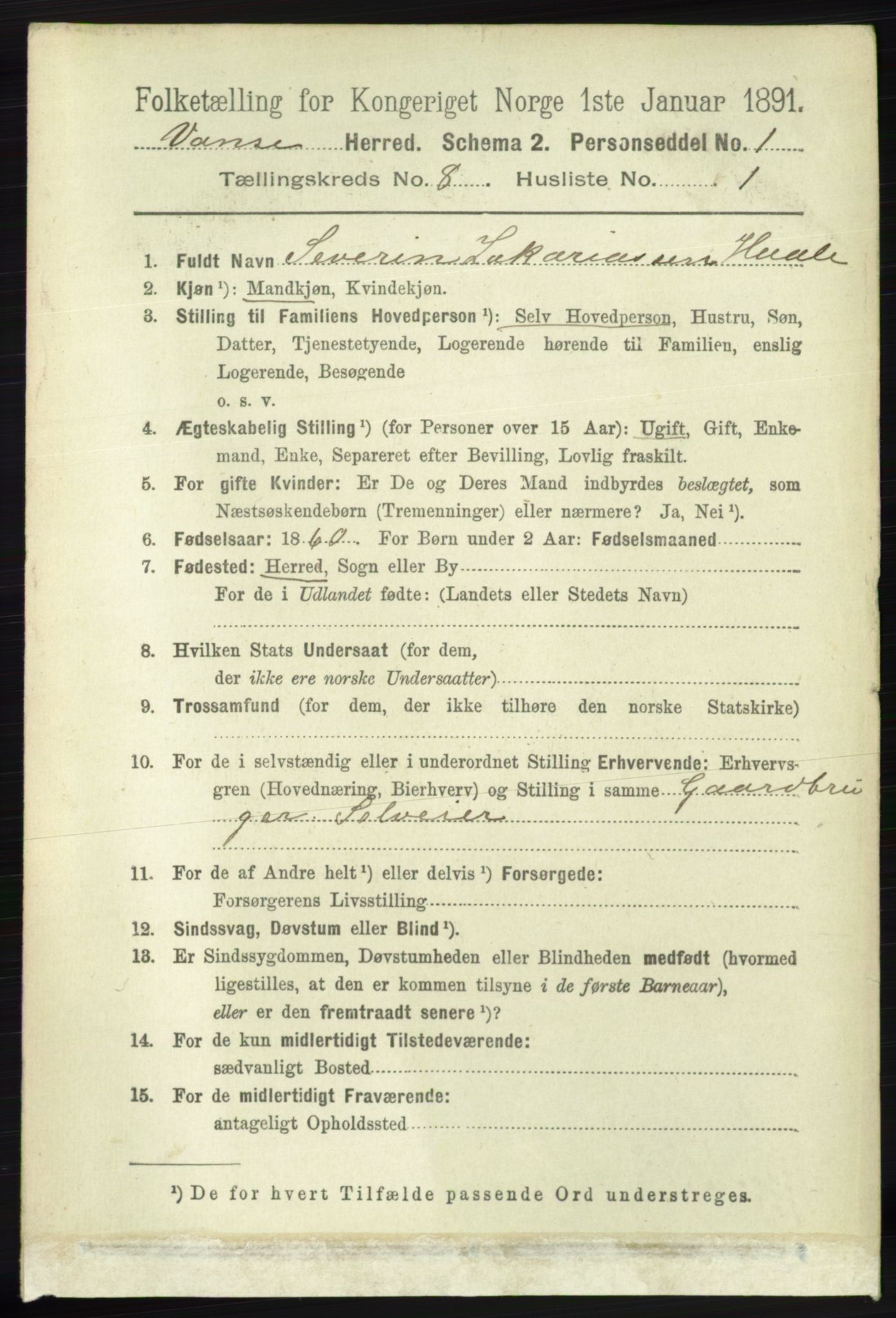 RA, 1891 census for 1041 Vanse, 1891, p. 4906