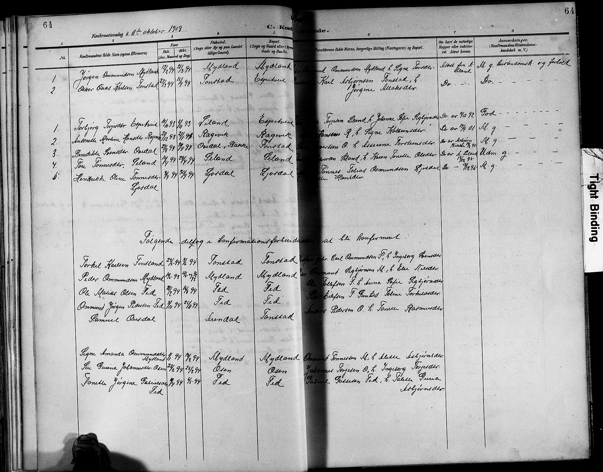 Sirdal sokneprestkontor, SAK/1111-0036/F/Fb/Fbb/L0004: Parish register (copy) no. B 4, 1895-1916, p. 64