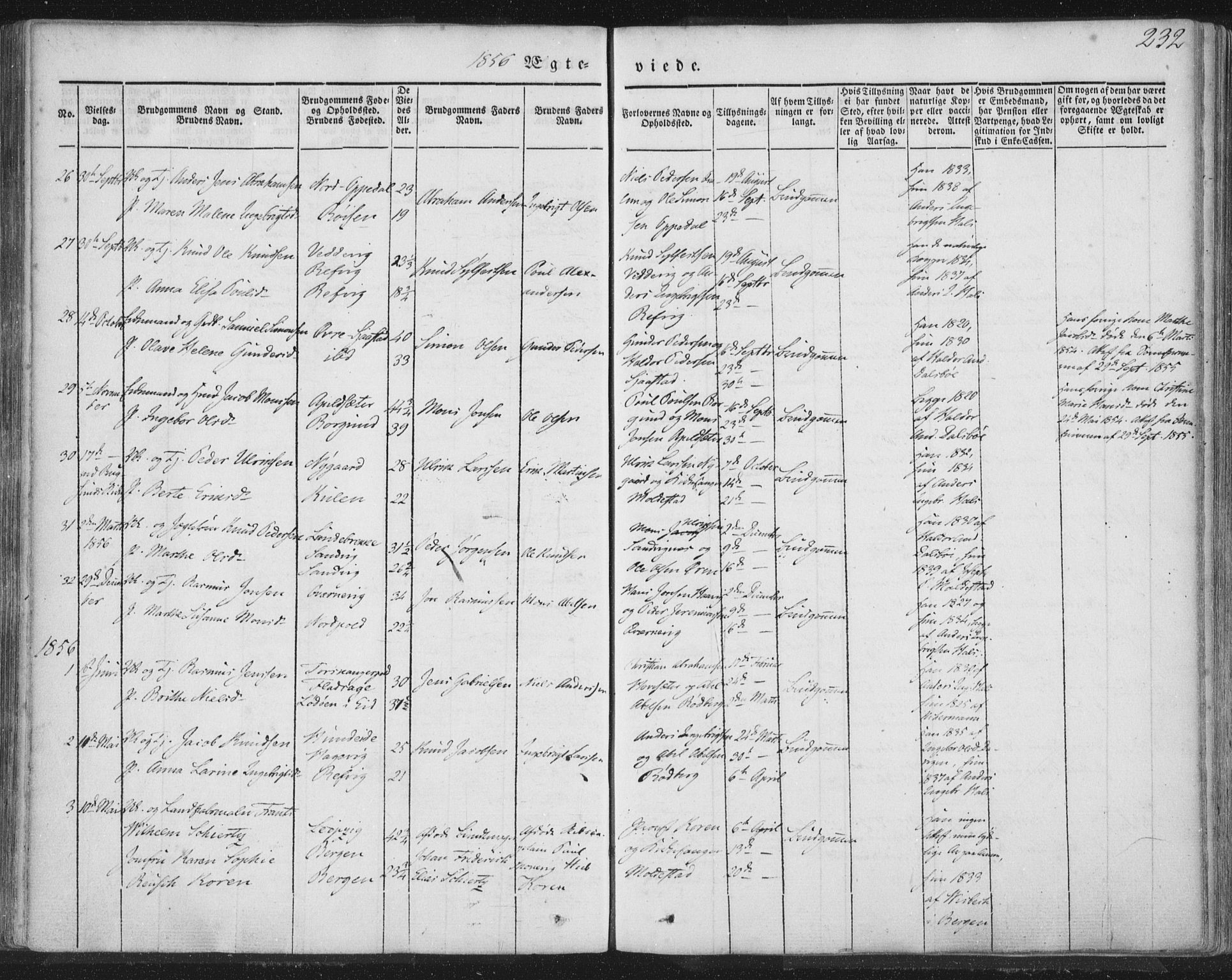 Selje sokneprestembete, AV/SAB-A-99938/H/Ha/Haa/Haaa: Parish register (official) no. A 10, 1844-1858, p. 232