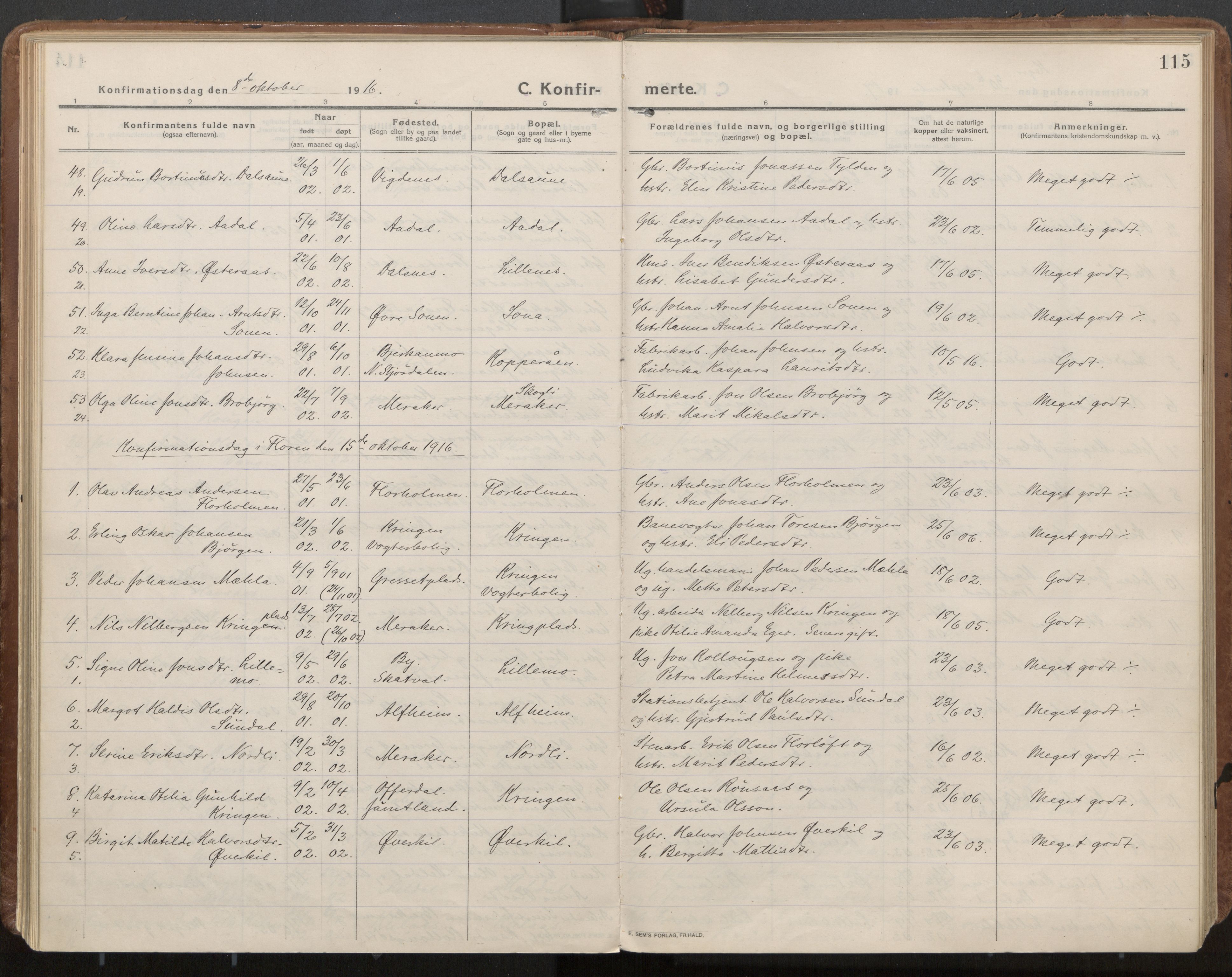 Ministerialprotokoller, klokkerbøker og fødselsregistre - Nord-Trøndelag, AV/SAT-A-1458/703/L0037: Parish register (official) no. 703A10, 1915-1932, p. 115