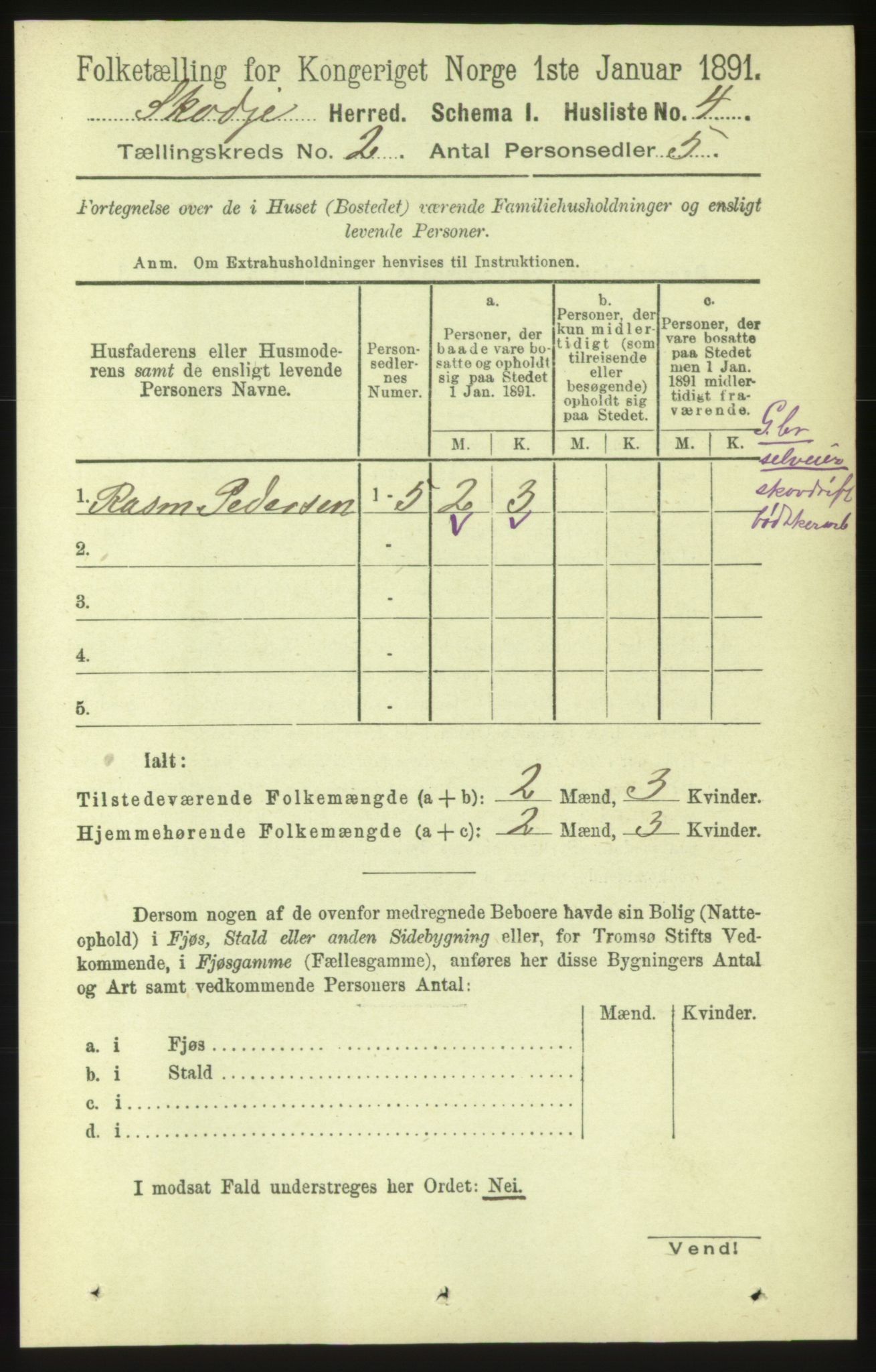 RA, 1891 census for 1529 Skodje, 1891, p. 249