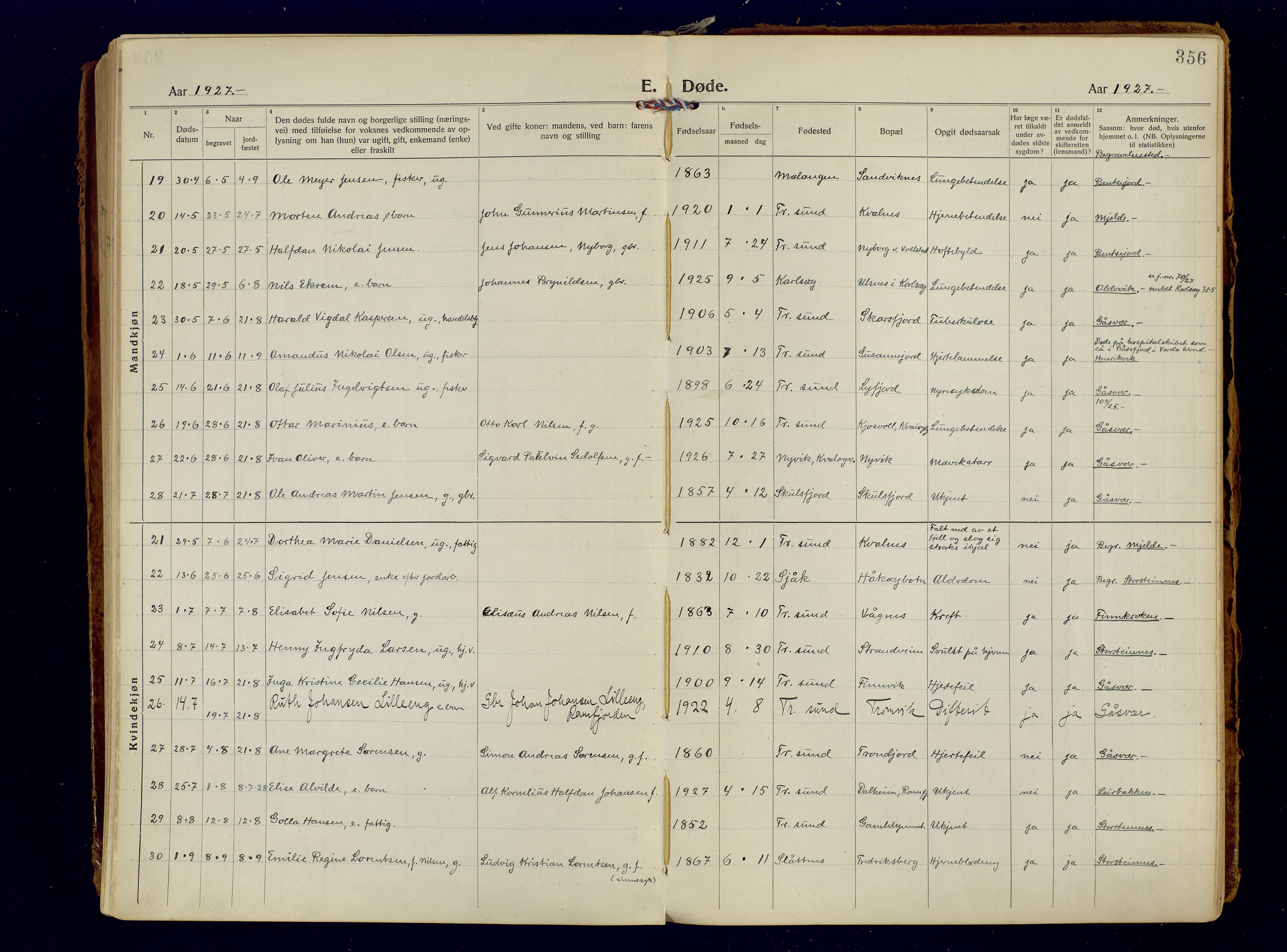 Tromsøysund sokneprestkontor, AV/SATØ-S-1304/G/Ga/L0009kirke: Parish register (official) no. 9, 1922-1934, p. 356