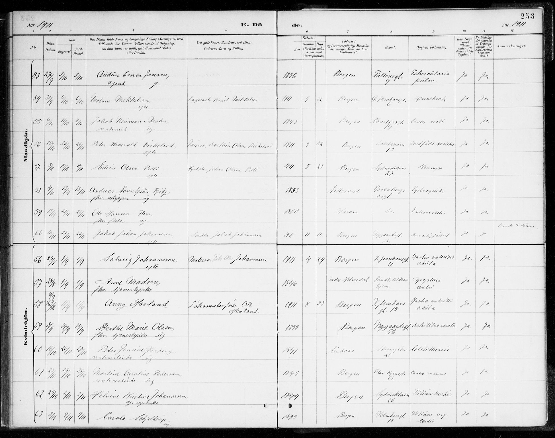 Johanneskirken sokneprestembete, AV/SAB-A-76001/H/Haa/L0019: Parish register (official) no. E 1, 1885-1915, p. 253