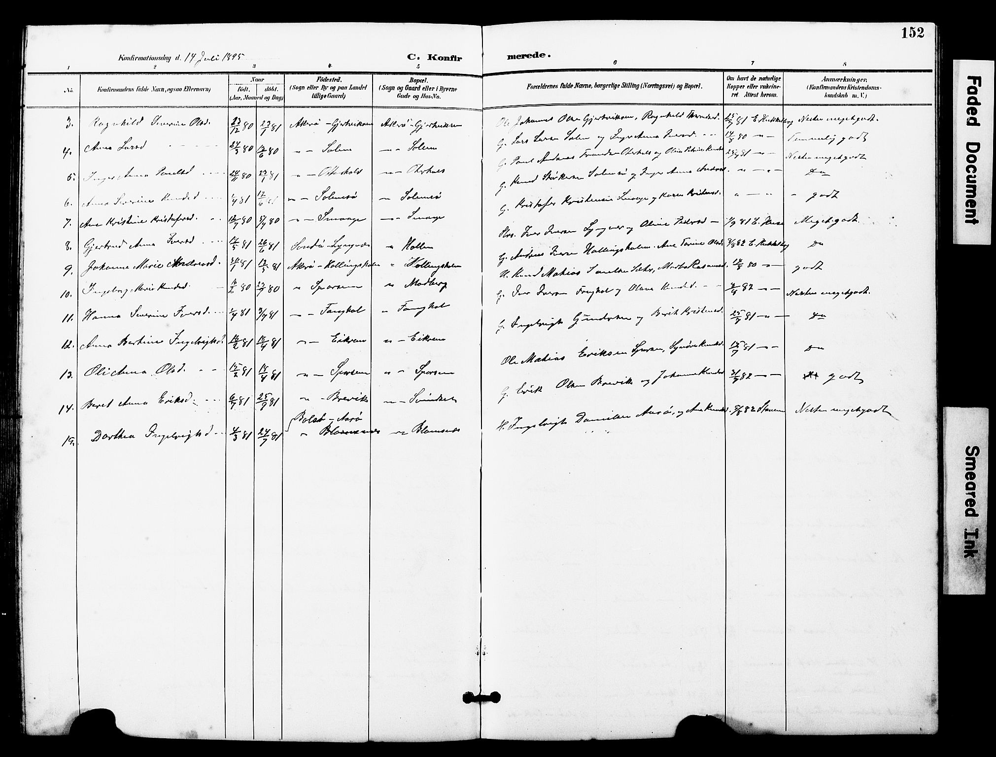 Ministerialprotokoller, klokkerbøker og fødselsregistre - Møre og Romsdal, SAT/A-1454/560/L0725: Parish register (copy) no. 560C02, 1895-1930, p. 152