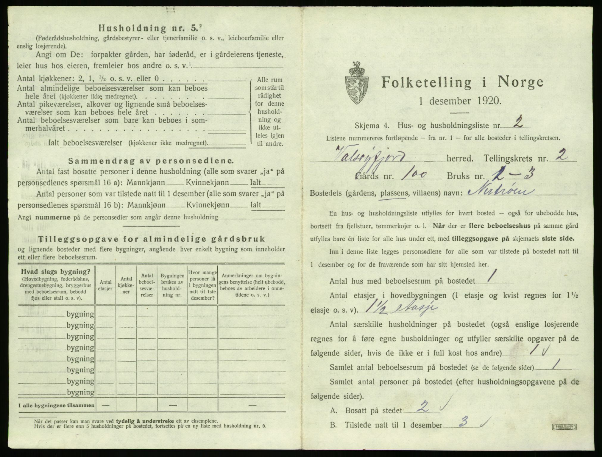 SAT, 1920 census for Valsøyfjord, 1920, p. 83