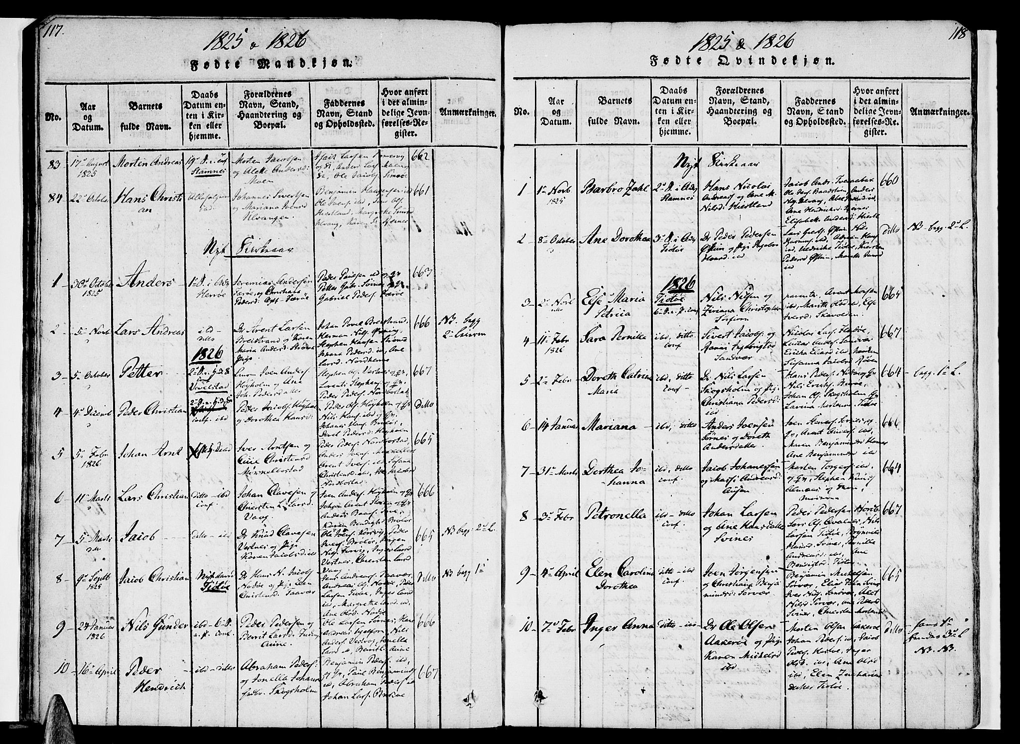 Ministerialprotokoller, klokkerbøker og fødselsregistre - Nordland, AV/SAT-A-1459/830/L0445: Parish register (official) no. 830A09, 1820-1830, p. 117-118