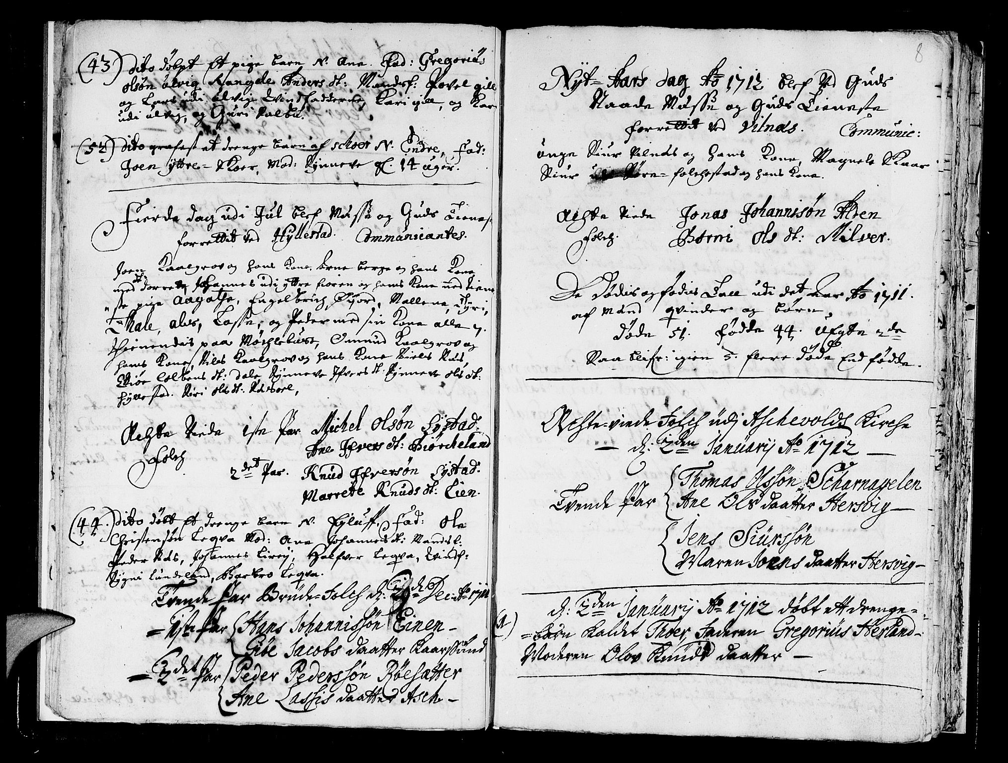 Askvoll sokneprestembete, AV/SAB-A-79501/H/Haa/Haaa/L0002: Parish register (official) no. A 2, 1711-1715, p. 8
