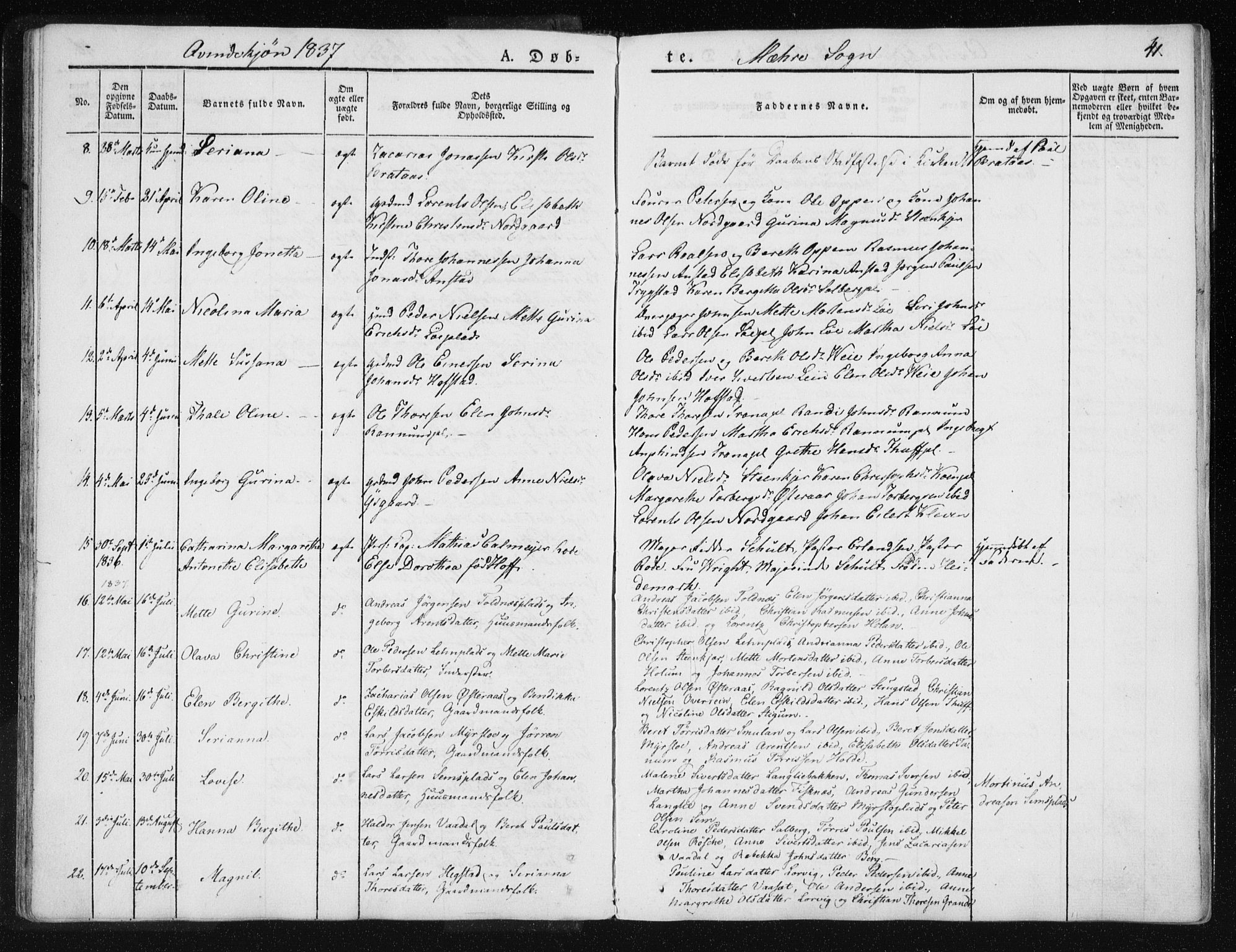 Ministerialprotokoller, klokkerbøker og fødselsregistre - Nord-Trøndelag, SAT/A-1458/735/L0339: Parish register (official) no. 735A06 /1, 1836-1848, p. 41