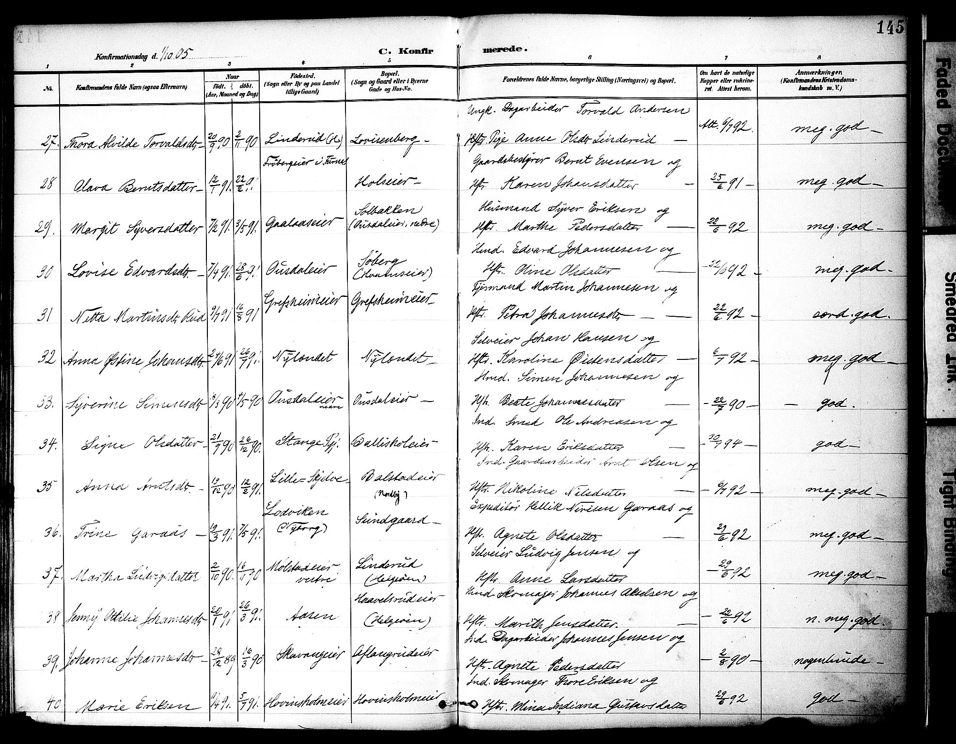 Nes prestekontor, Hedmark, AV/SAH-PREST-020/K/Ka/L0010: Parish register (official) no. 10, 1887-1905, p. 145