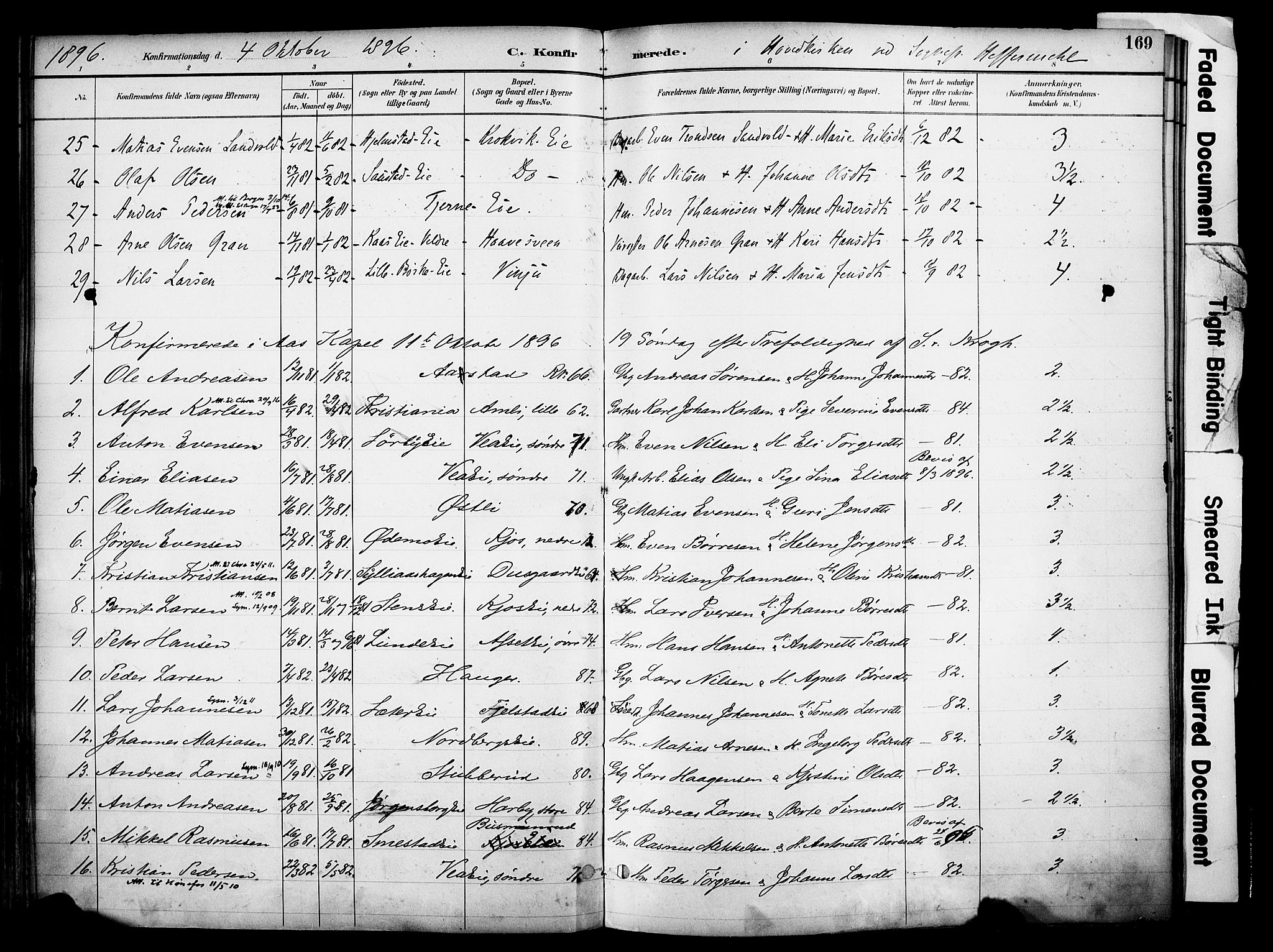 Ringsaker prestekontor, AV/SAH-PREST-014/K/Ka/L0017: Parish register (official) no. 17, 1891-1902, p. 169