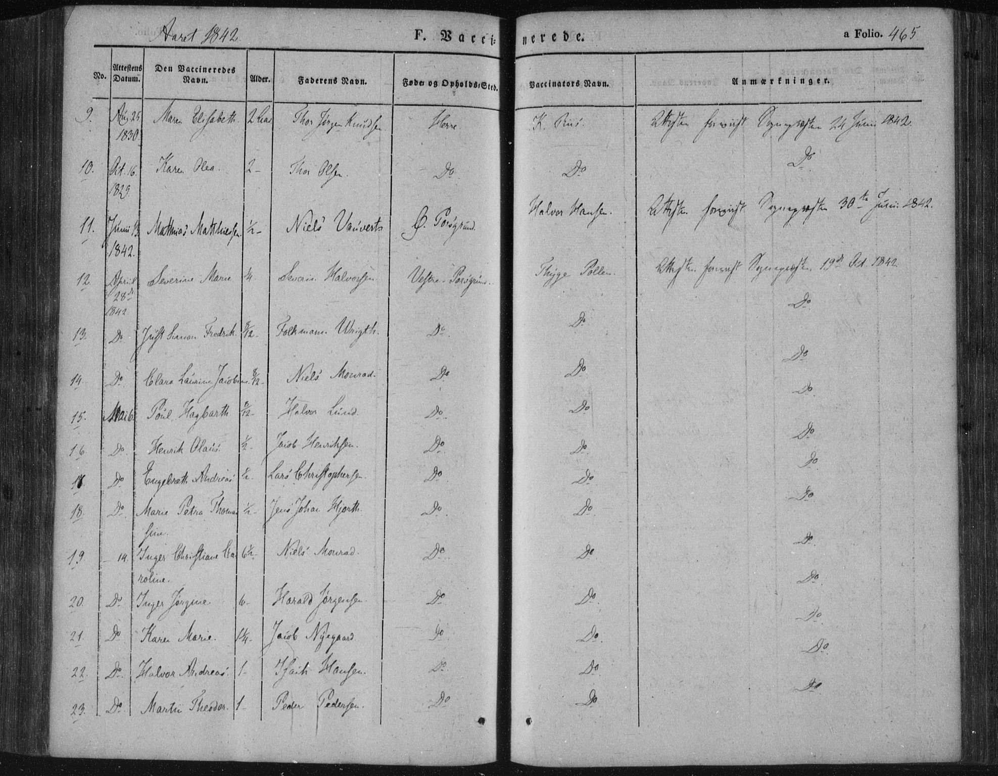 Porsgrunn kirkebøker , SAKO/A-104/F/Fa/L0006: Parish register (official) no. 6, 1841-1857, p. 465