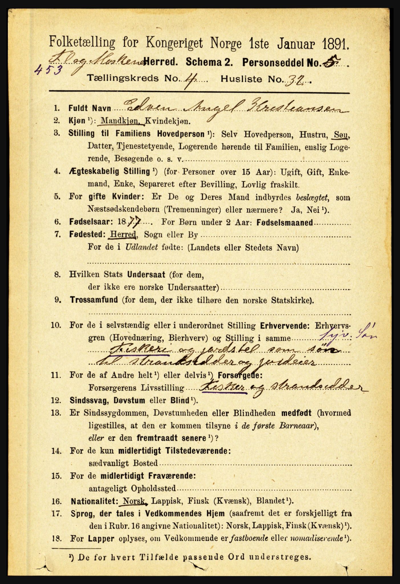 RA, 1891 census for 1859 Flakstad, 1891, p. 2119