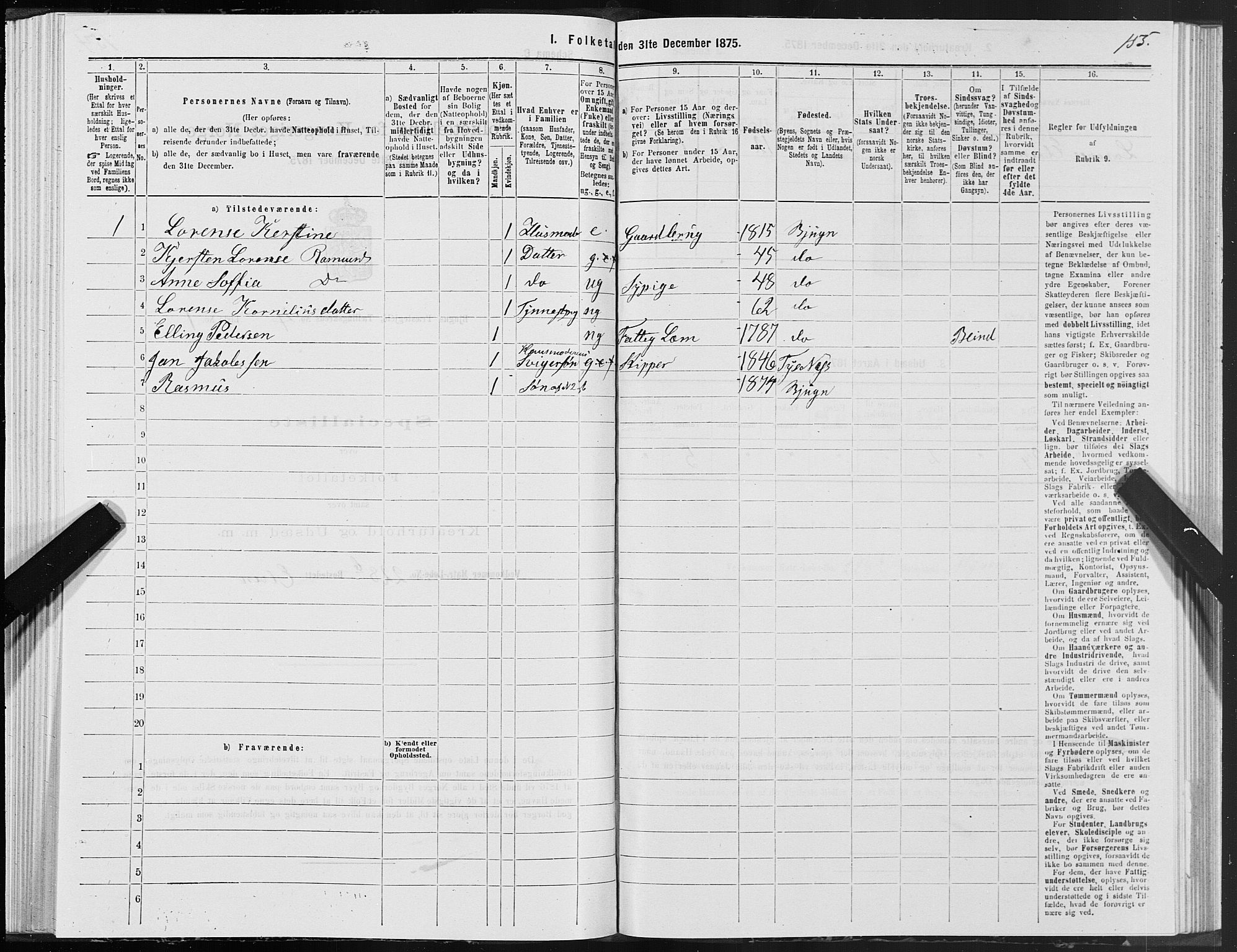 SAT, 1875 census for 1627P Bjugn, 1875, p. 2155