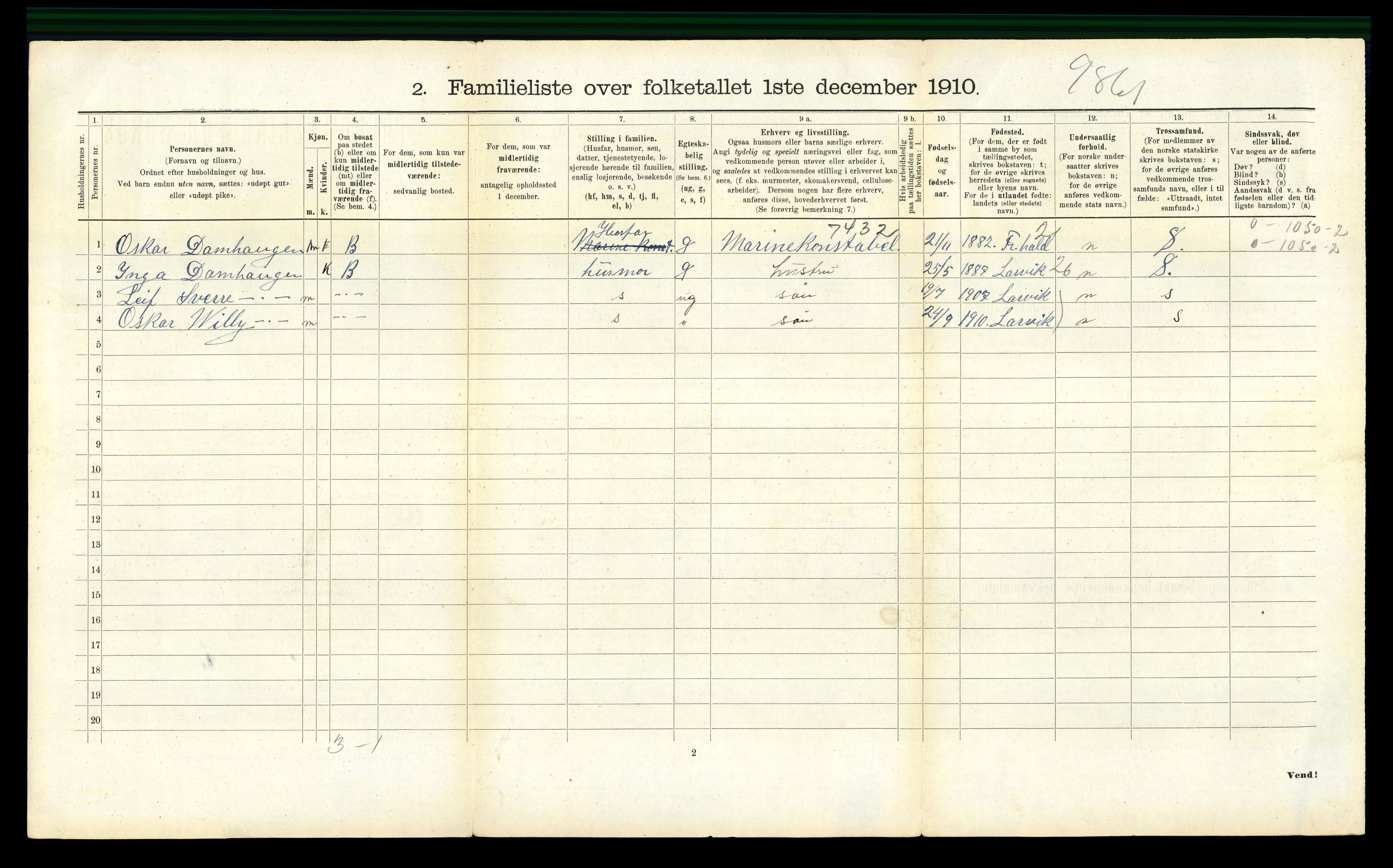 RA, 1910 census for Horten, 1910, p. 1641