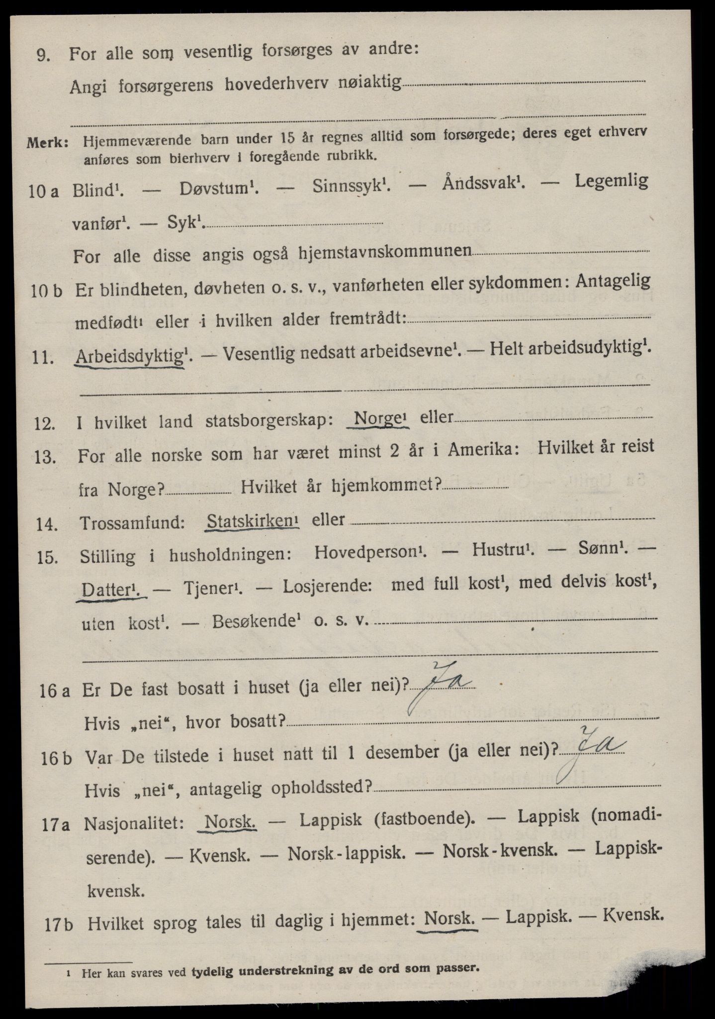 SAT, 1920 census for Sandstad, 1920, p. 1616