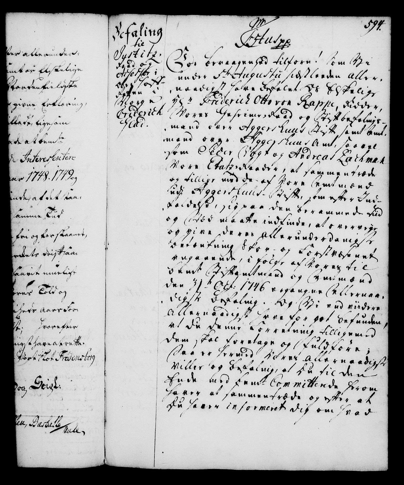 Rentekammeret, Kammerkanselliet, RA/EA-3111/G/Gg/Gga/L0005: Norsk ekspedisjonsprotokoll med register (merket RK 53.5), 1741-1749, p. 594